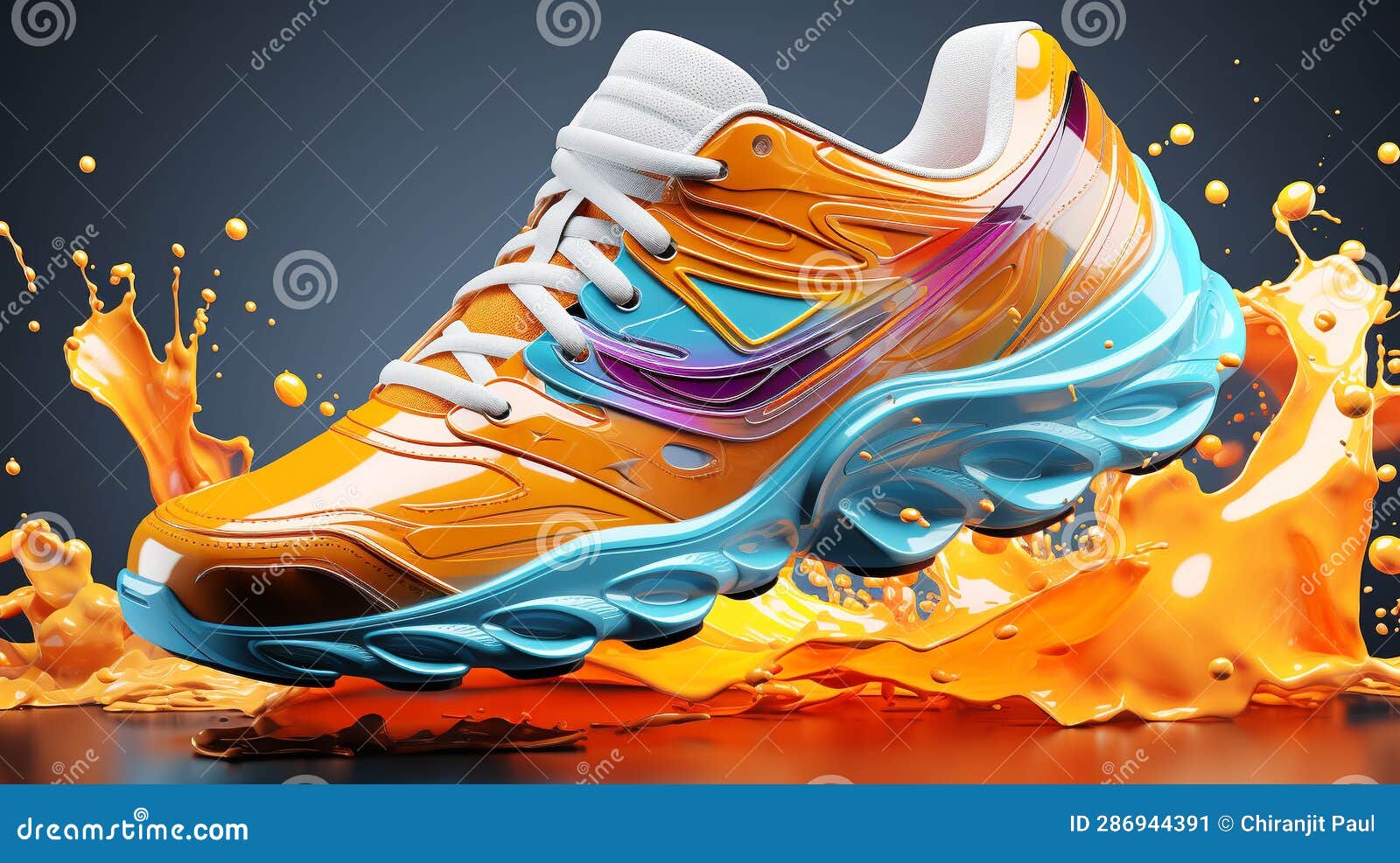 A Modern Sports Shoe Design in Abstract Motion Stock Illustration Illustration of color