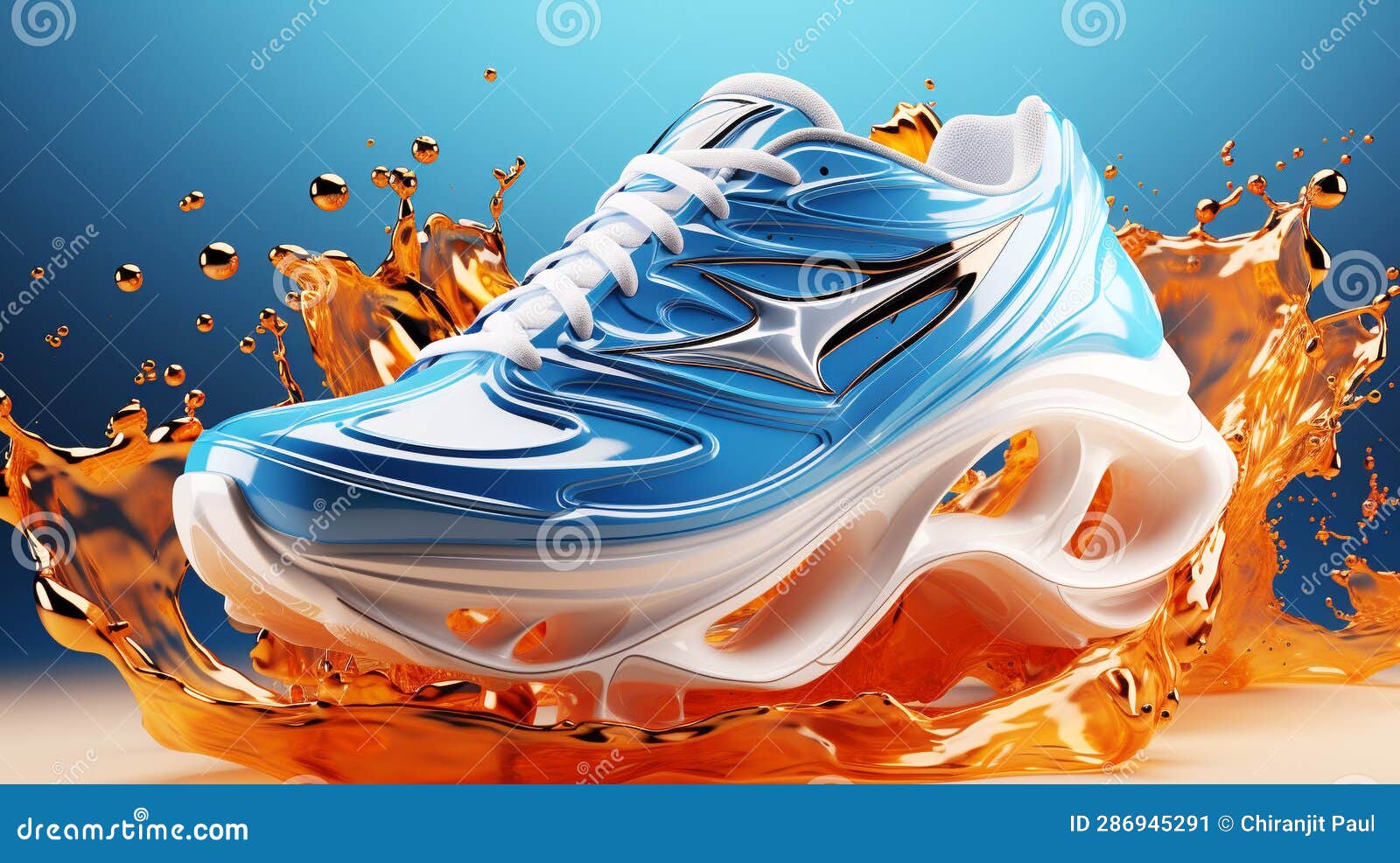 A Modern Sports Shoe Design in Abstract Motion Stock Illustration Illustration of design