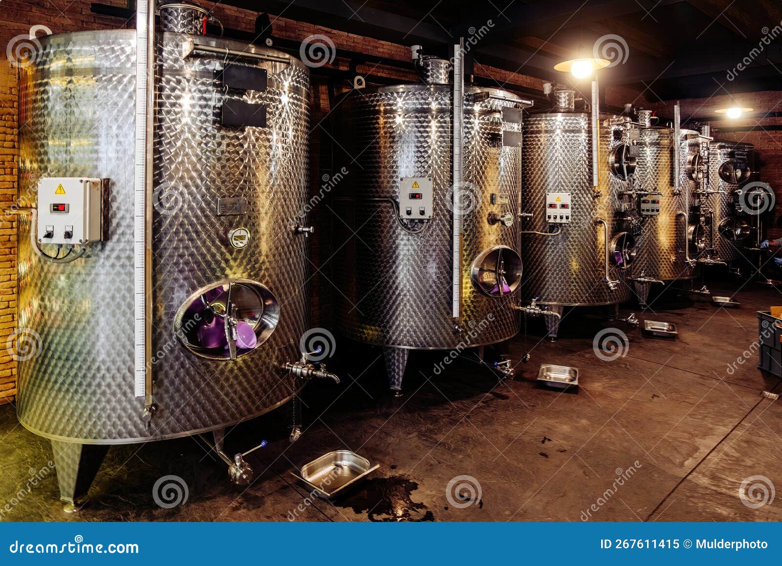 Modern Stainless Steel Tanks for Wine Storage at the Winery Stock Image