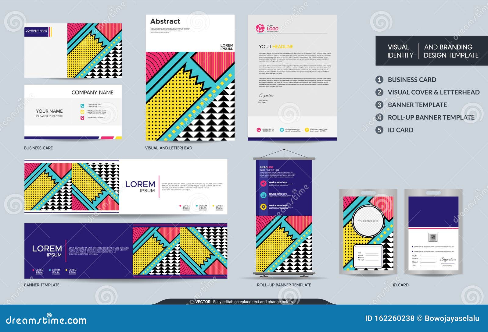Download Modern Stationery Mock Up Set And Visual Brand Identity With Abstract Colorful Geometry Background Shape Stock Photo Image Of Cover Company 162260238