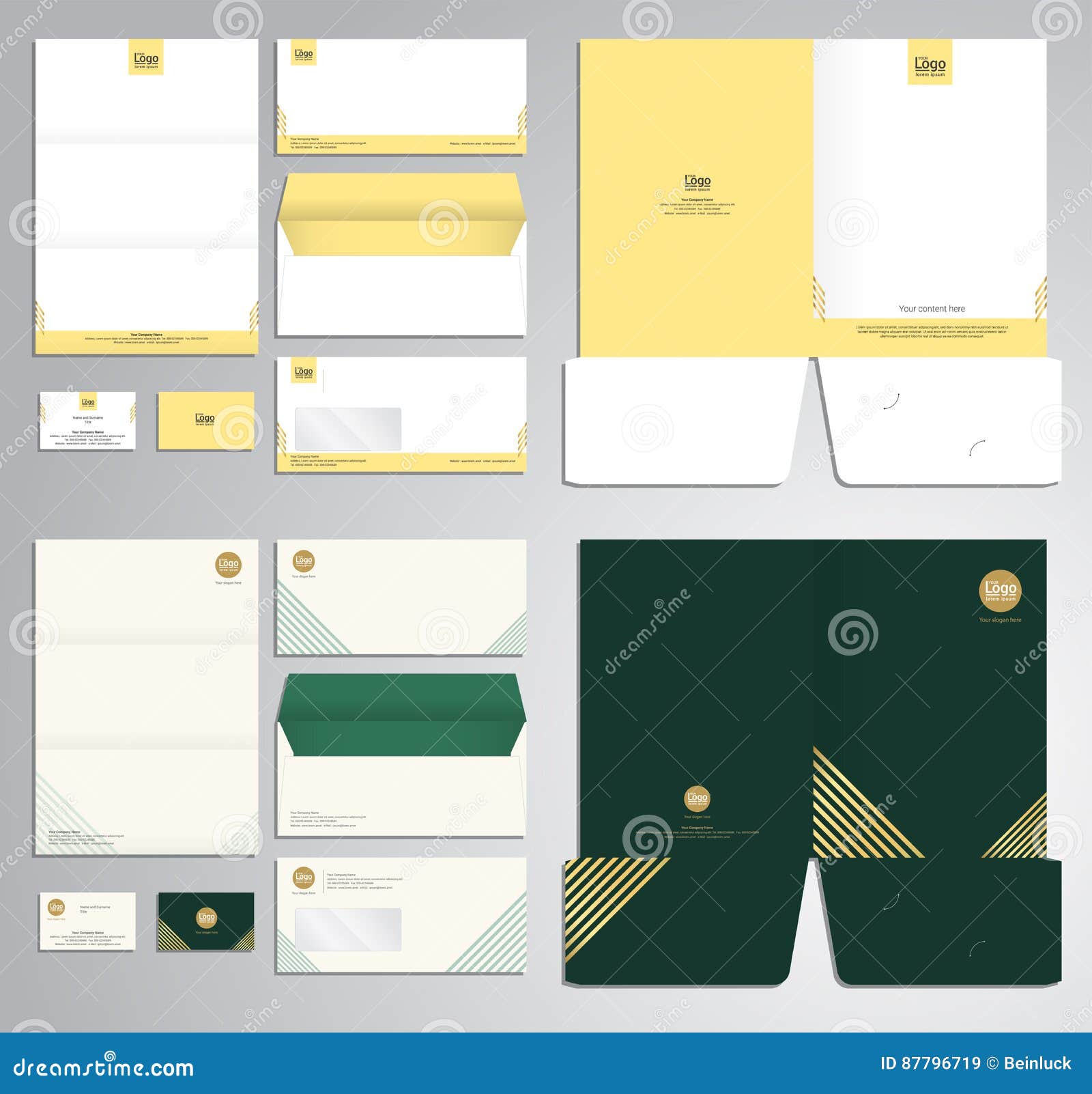 Modern Stationery Set Pattern in Vector Format Stock Vector