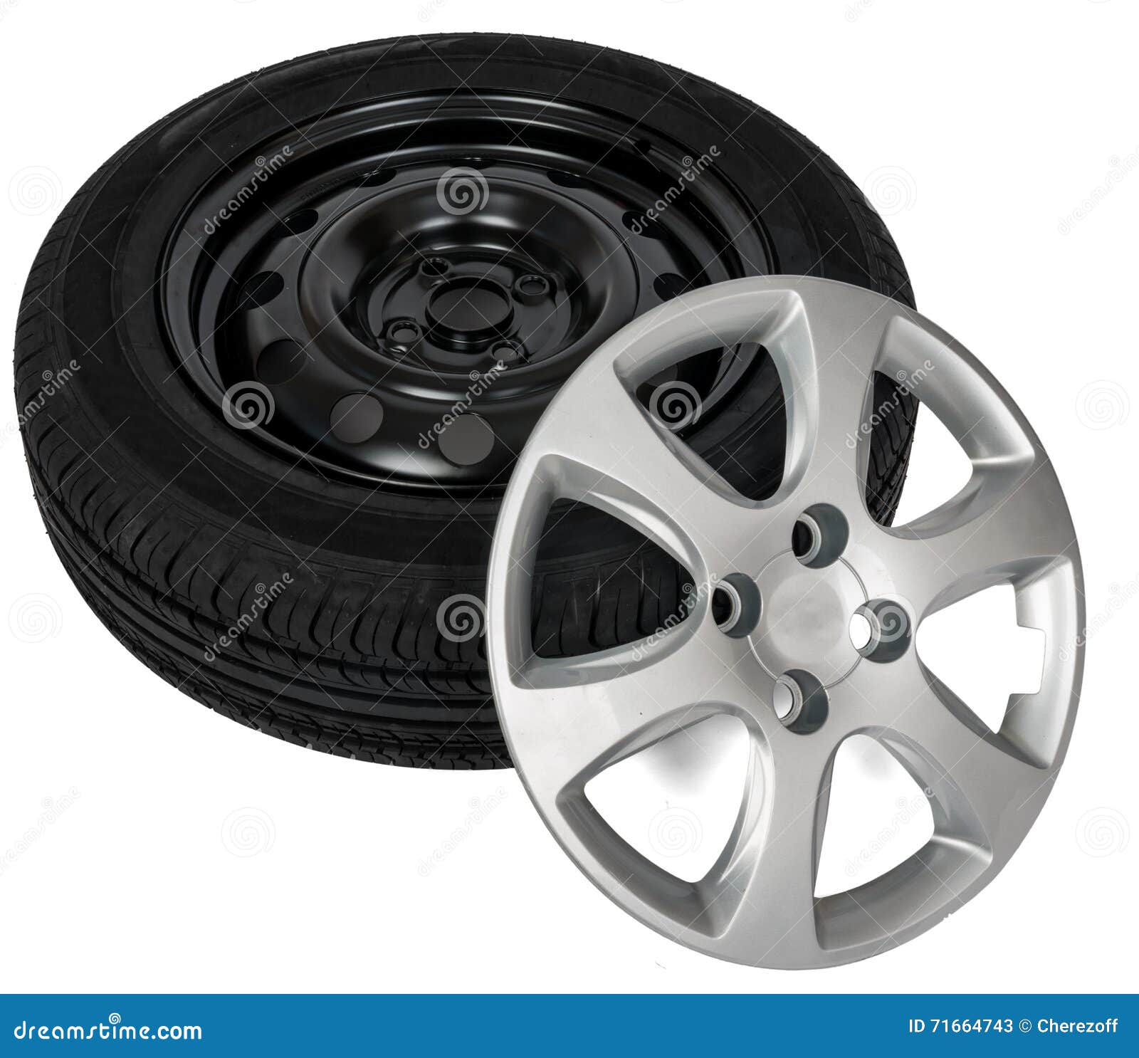 Modern Steel Car Wheel with Plastic Cover Stock Image Image of object
