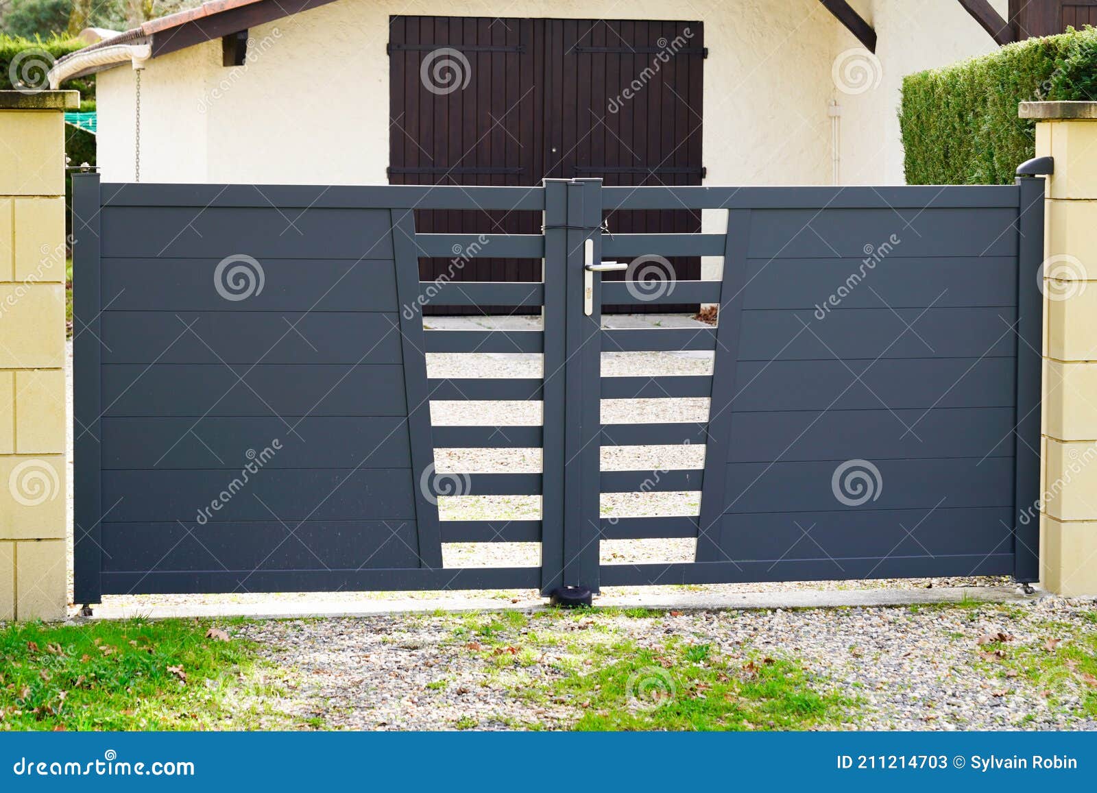 Modern Steel Grey Gate Design Aluminum Home Portal with Blades ...