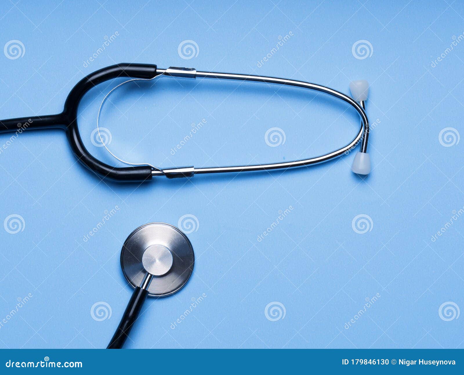 modern stethoscope with one-sided head chestpiece with diaphragm on a black stethoscope for doctor