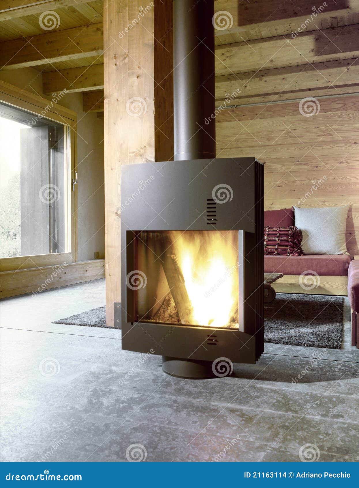 modern stove in the living room
