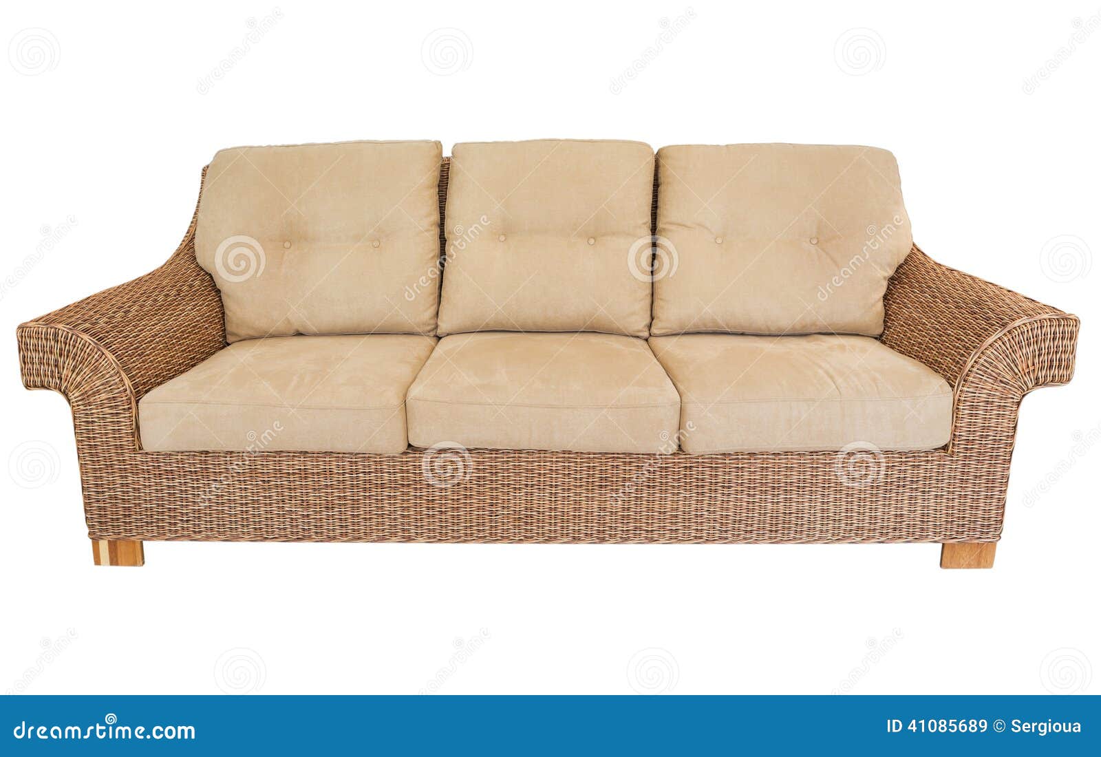 Modern Straw Sofa in Retro Style. Stock Image Image of pillows