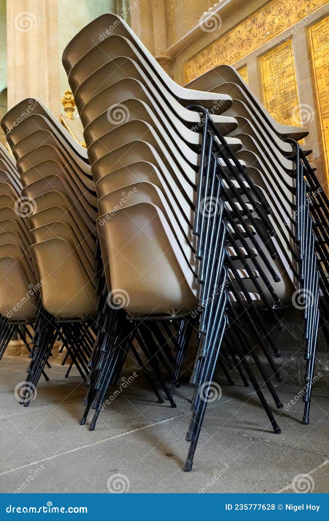 Modern Style Chairs Stacked High Stock Photo Image of chairs, grey 235777628