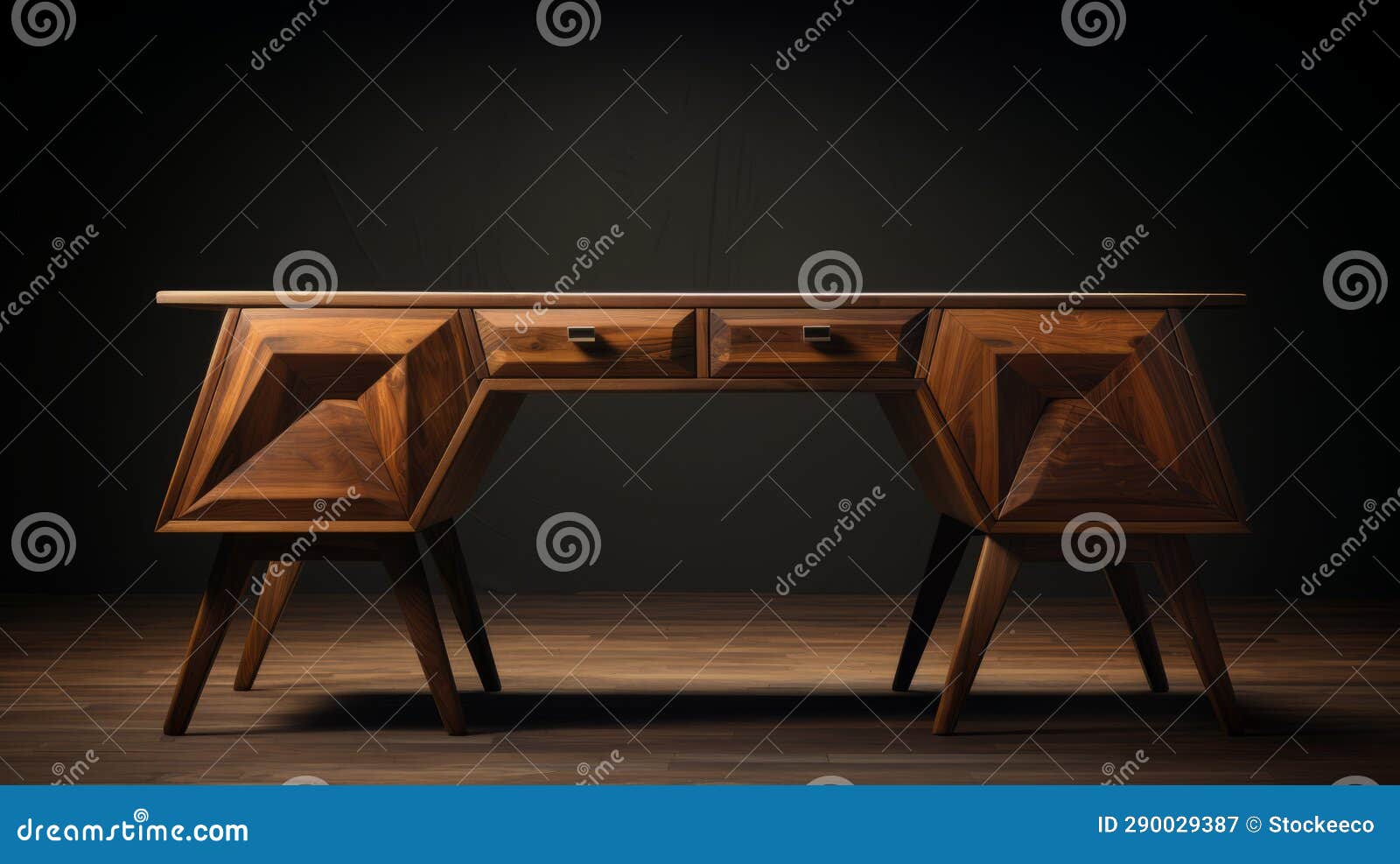 modern dark wood desk with unique wooden legs