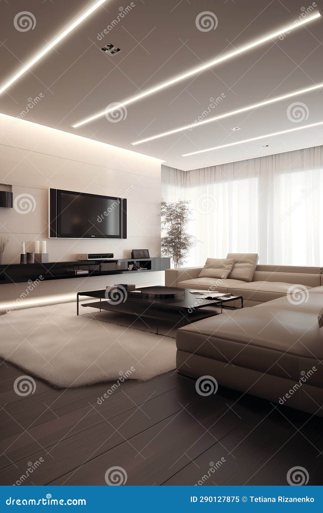 Modern Style Interior of Living Room in Luxury House Stock Illustration