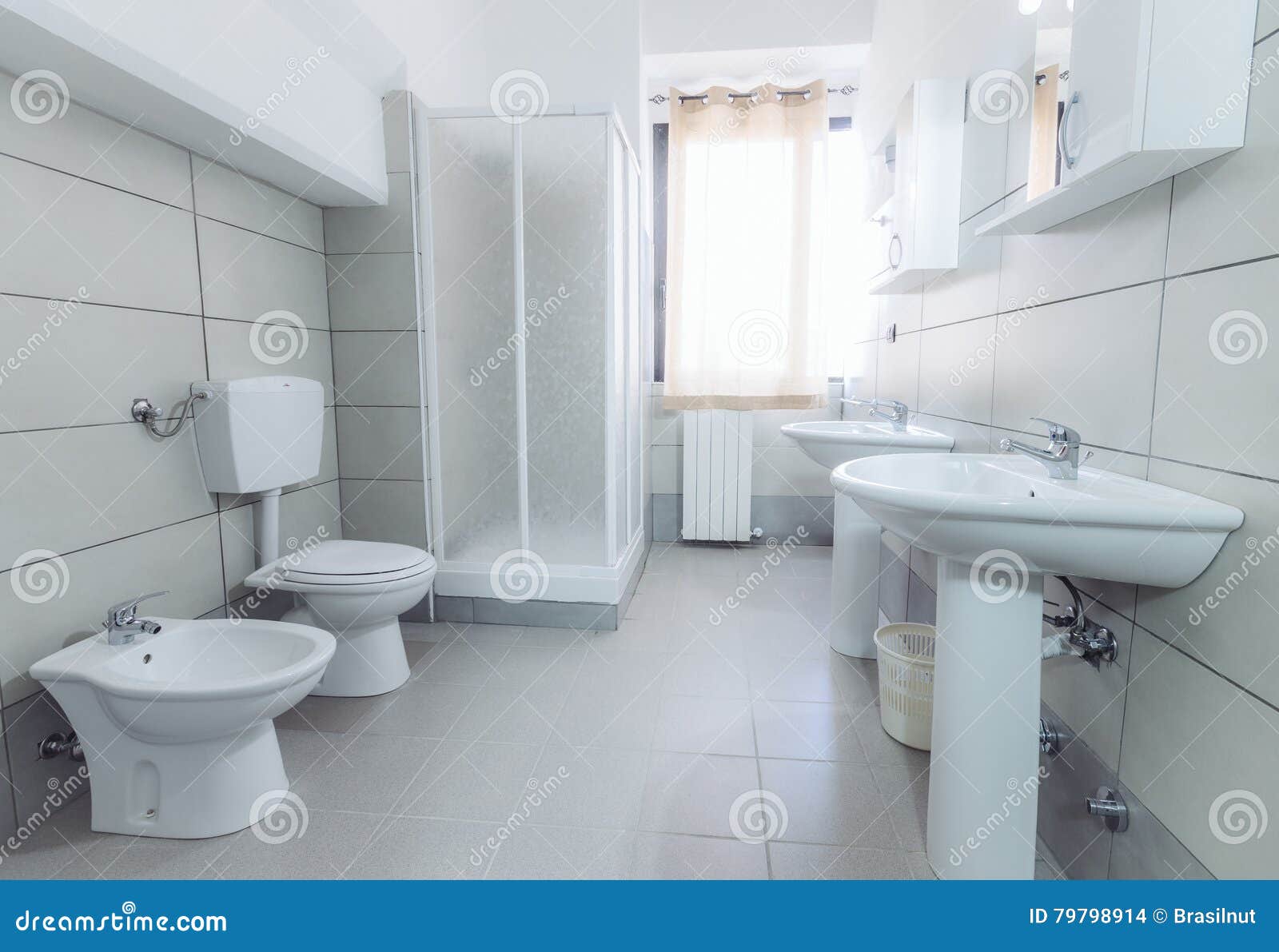 Modern Stylish Bathroom Shot with Wide Angle Lens Stock Photo - Image ...