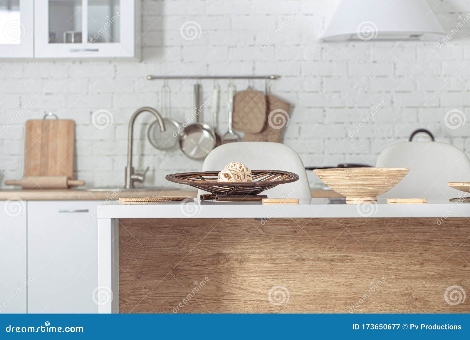 Modern Stylish Scandinavian Kitchen Interior With Kitchen