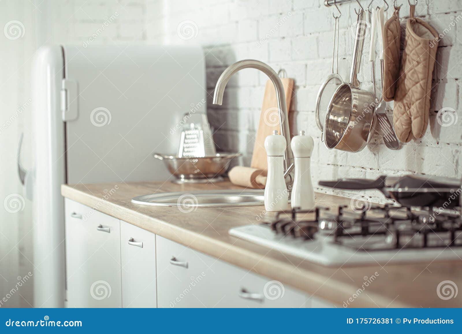 Modern Stylish Scandinavian Kitchen Interior With Kitchen
