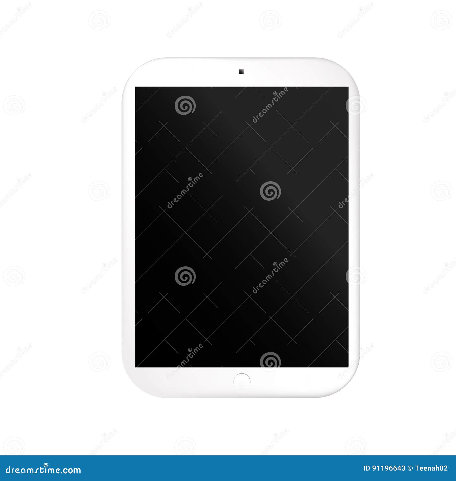 Modern Stylish White Gray Tablet on Isolated White Background Stock