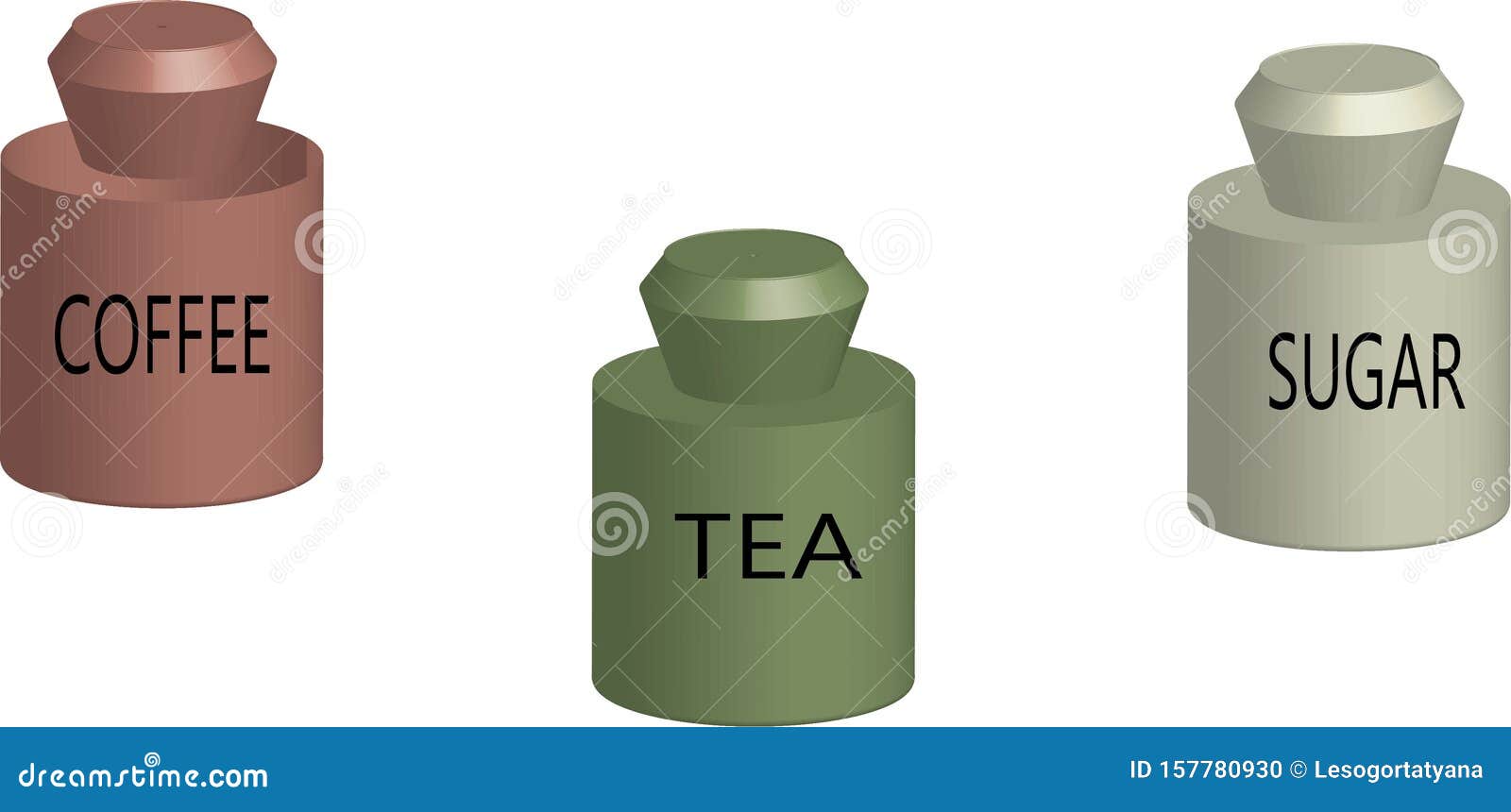 Modern Tea, Coffee and Sugar Bowl. Stock Vector Illustration of