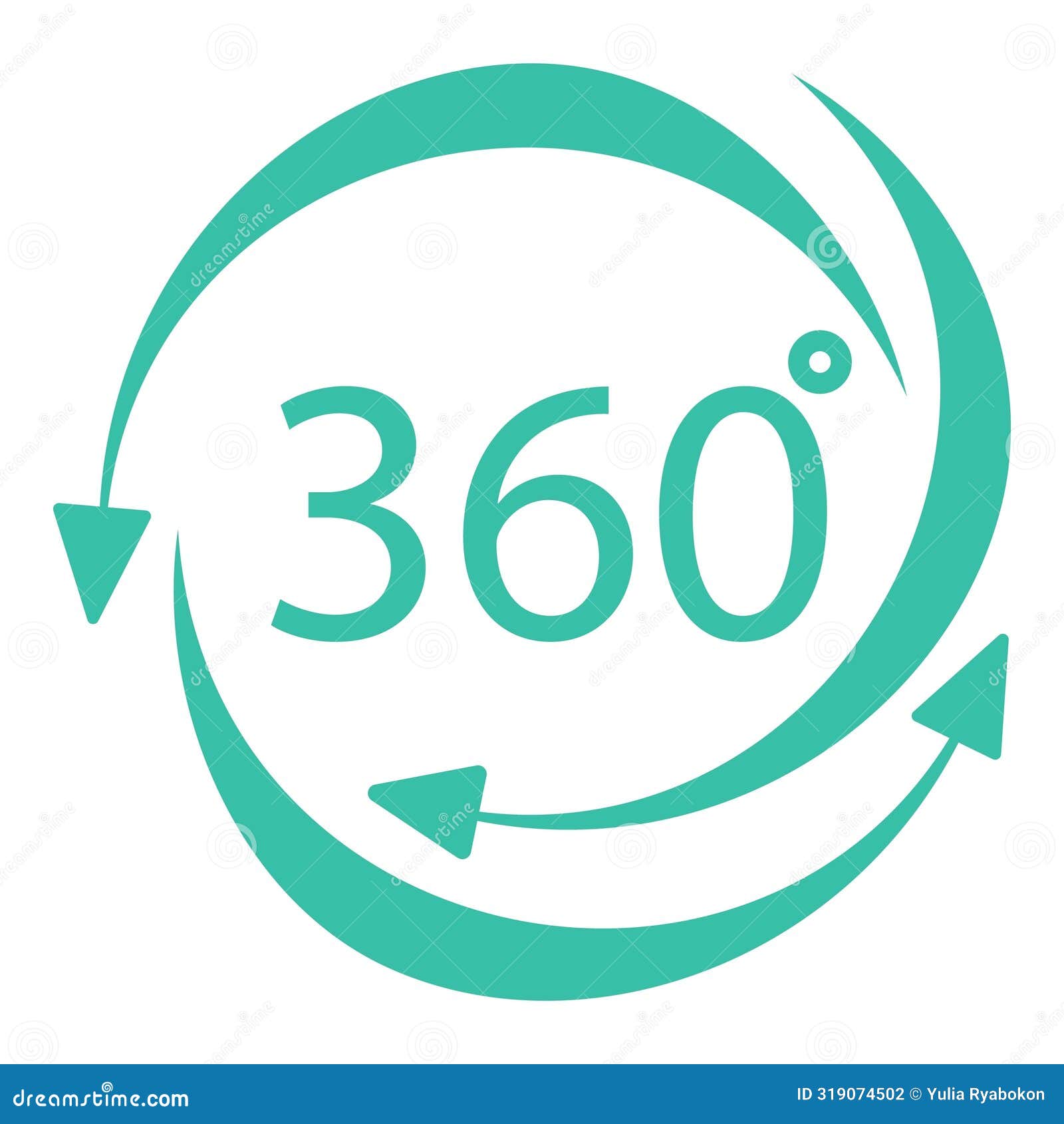 simple teal 360 degree rotation icon  on white background