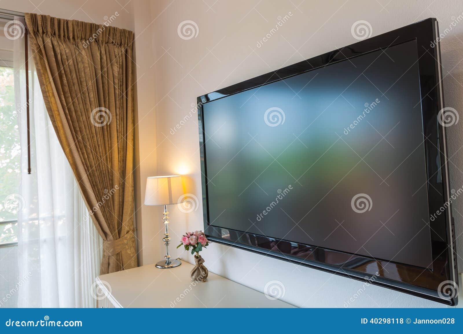 Modern Television in Living Room Quiet Stock Photo Image of flat