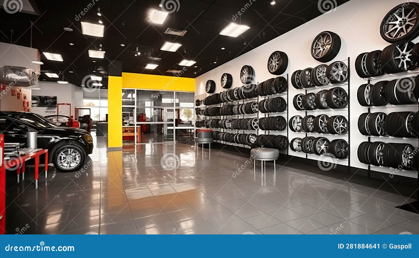 Modern Tire Store Interior, Generative AI Stock Illustration ...