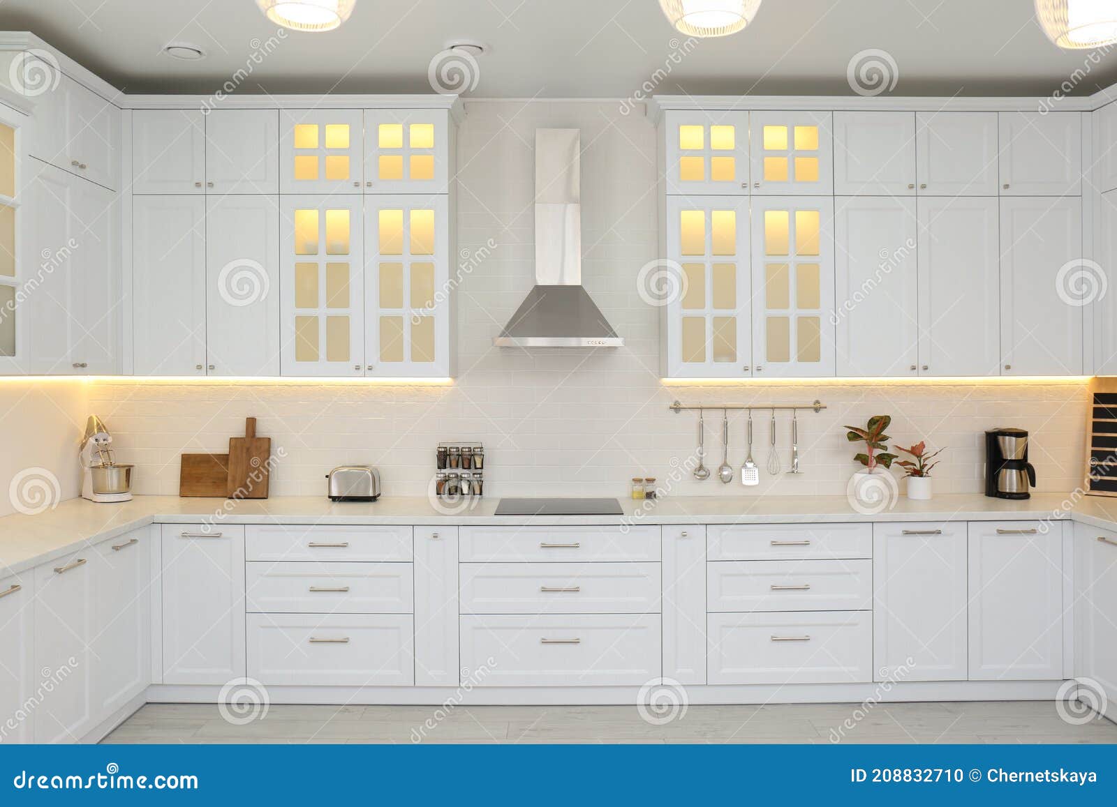 Modern Toaster and Household Appliances on Counter in Kitchen Stock Photo Image of design