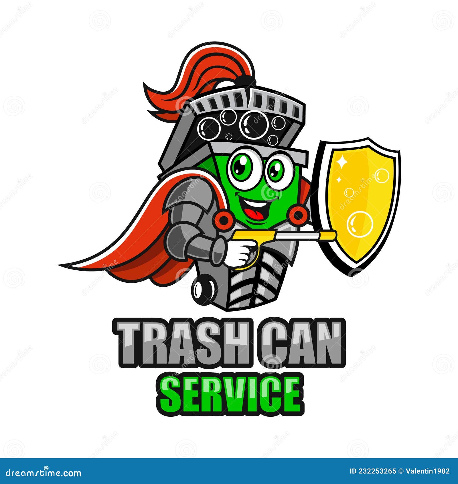 Modern Trash Can Service Logo. Stock Vector Illustration of cleaning