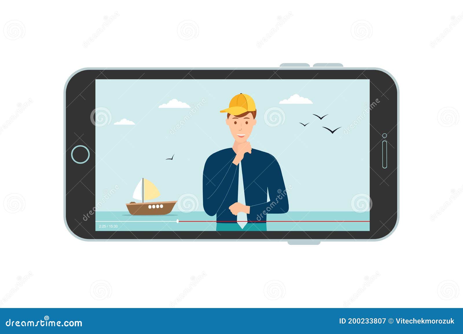Modern Travel Blogger. a Tourist Tells Something on His Video Channel. a  Video Clip on a Smartphone with a Travel Blogger Stock Vector -  Illustration of child, channel: 200233807