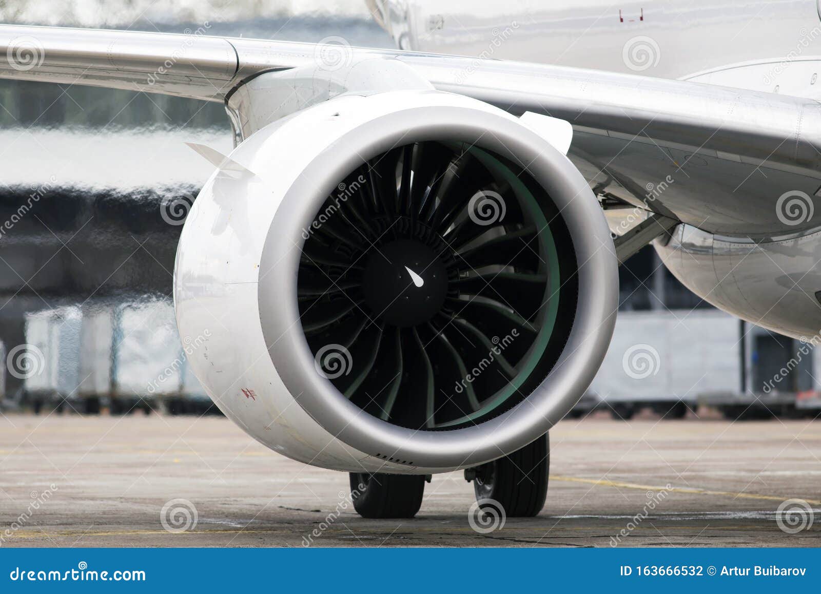 modern turbofan & x28;fanjet& x29; airplane engine. airbreathing jet engine