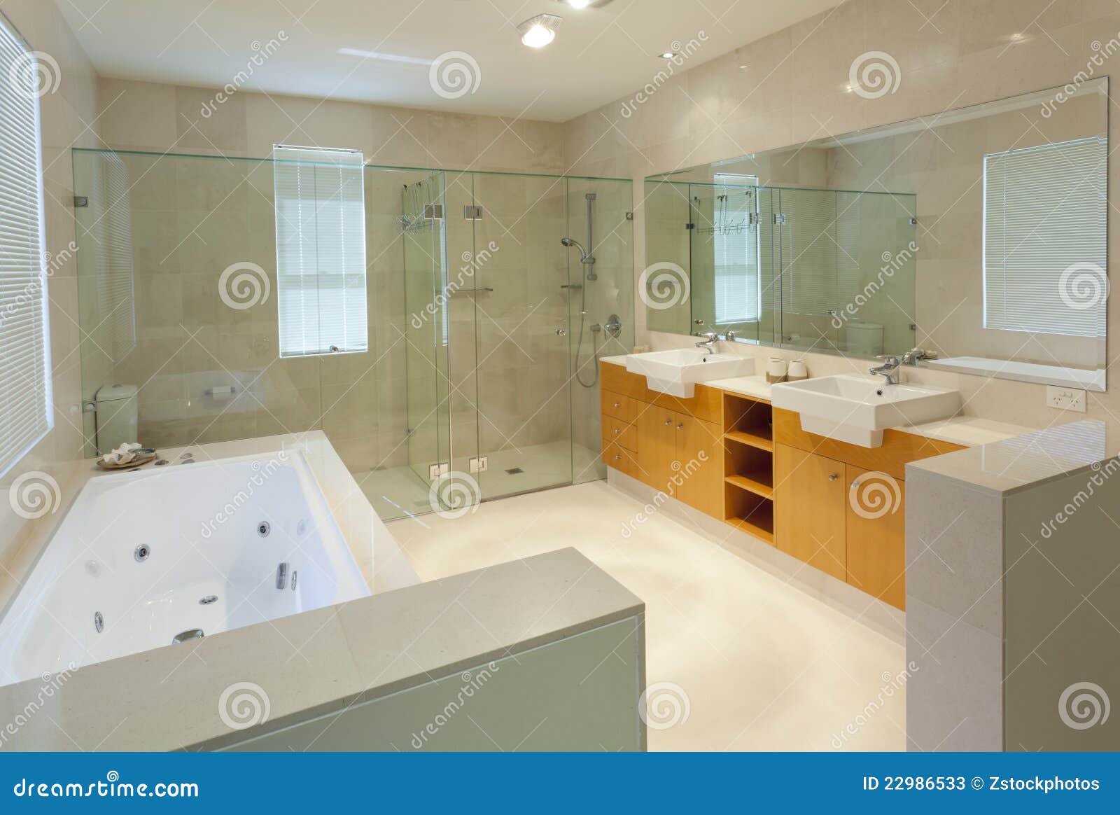 Modern twin bathroom stock image. Image of home, modern 22986533