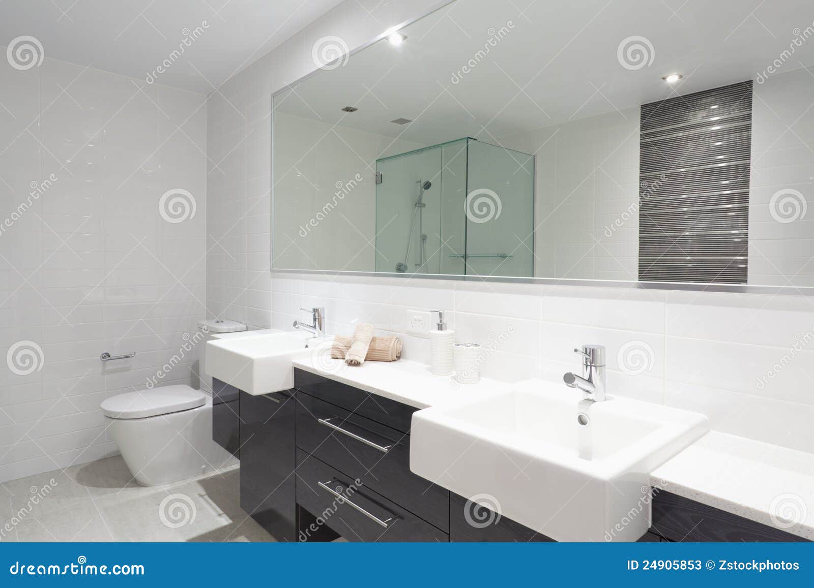 Modern twin bathroom stock image. Image of bathroom, double 24905853