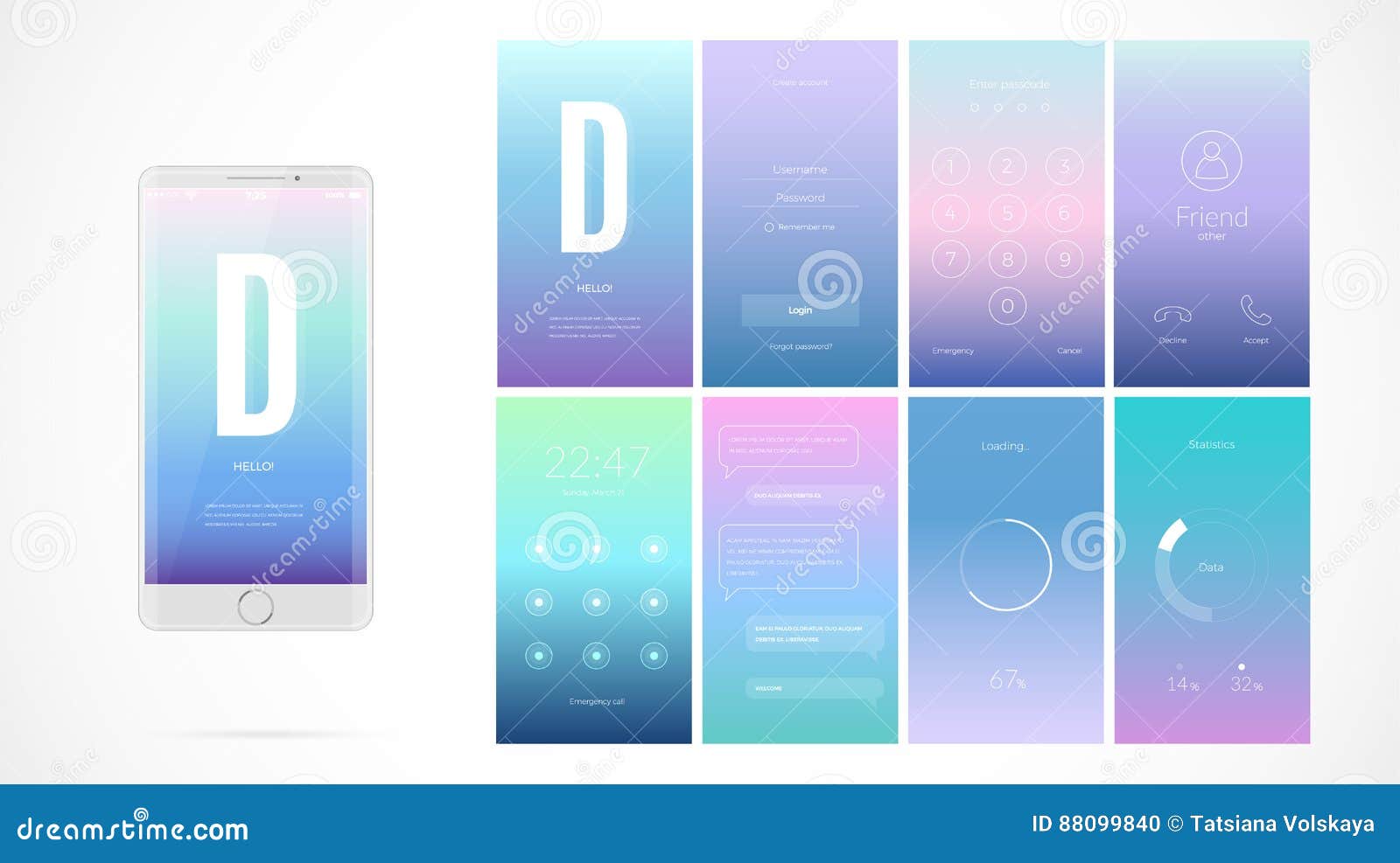 Modern UI Screen Design  For Mobile App  With Web Icons 