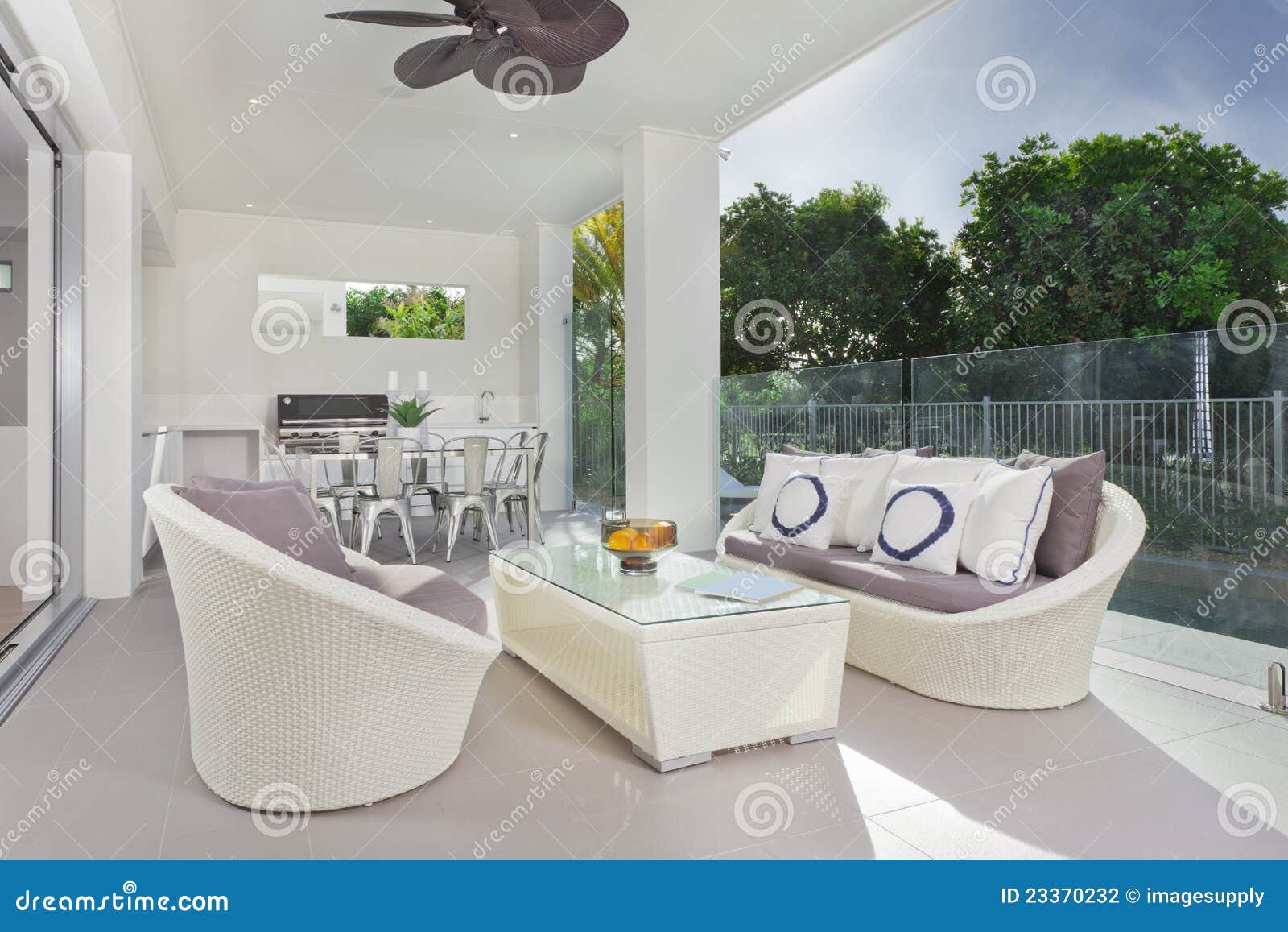 Modern under cover patio stock photo. Image of plant 23370232