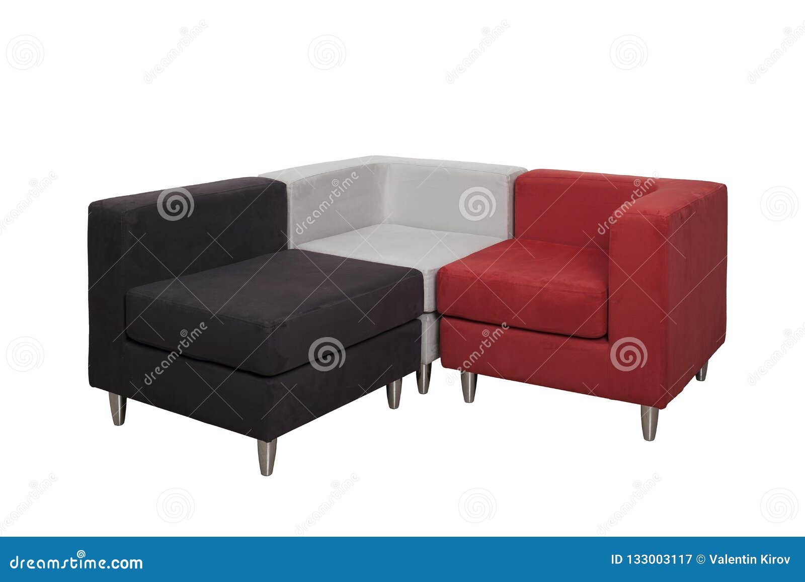 Modern Upholstery Sofa Corner Set Isolated On White Background