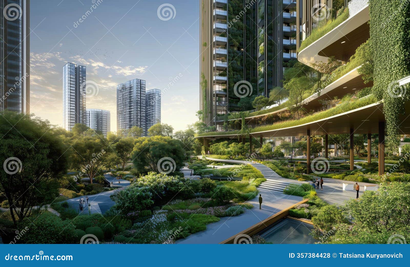 modern urban landscape featuring lush greenery, innovative architecture, and sustainable  in a vibrant city