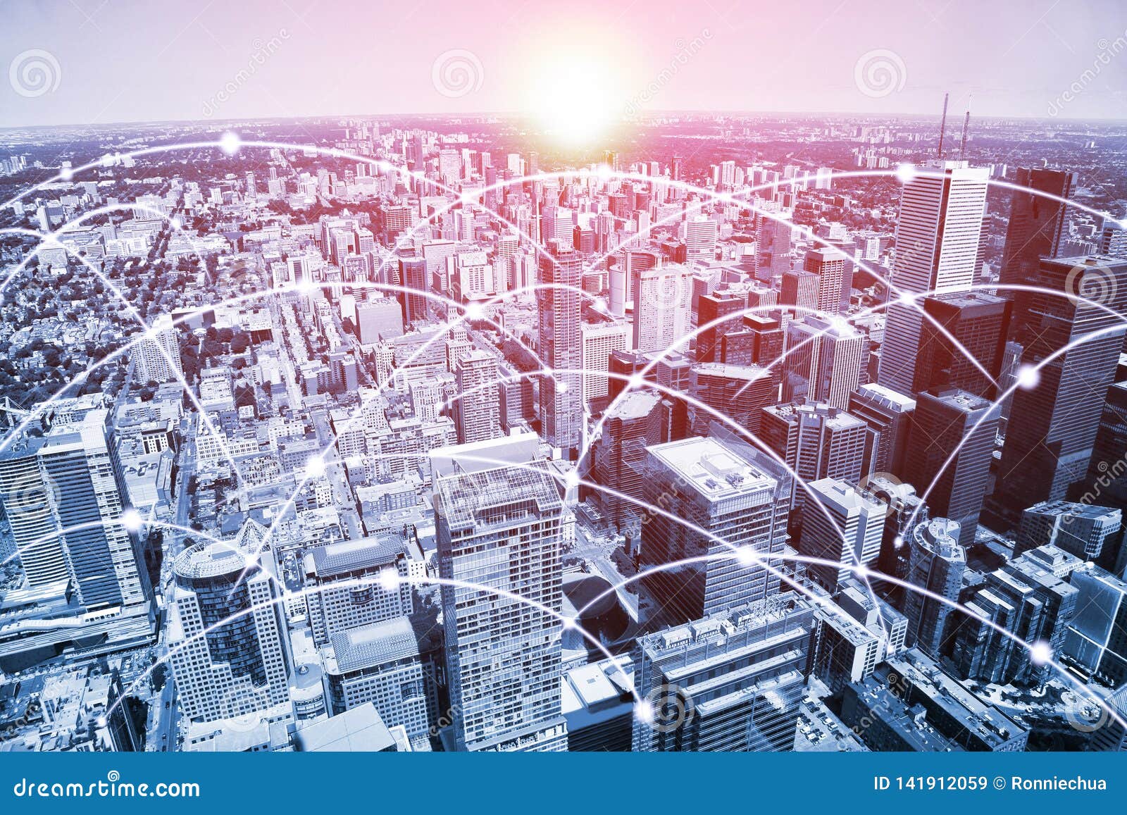 spanning Open kousen Modern Urban Skyline with High-speed Data and Internet Communication  Network Stock Image - Image of office, canada: 141912059