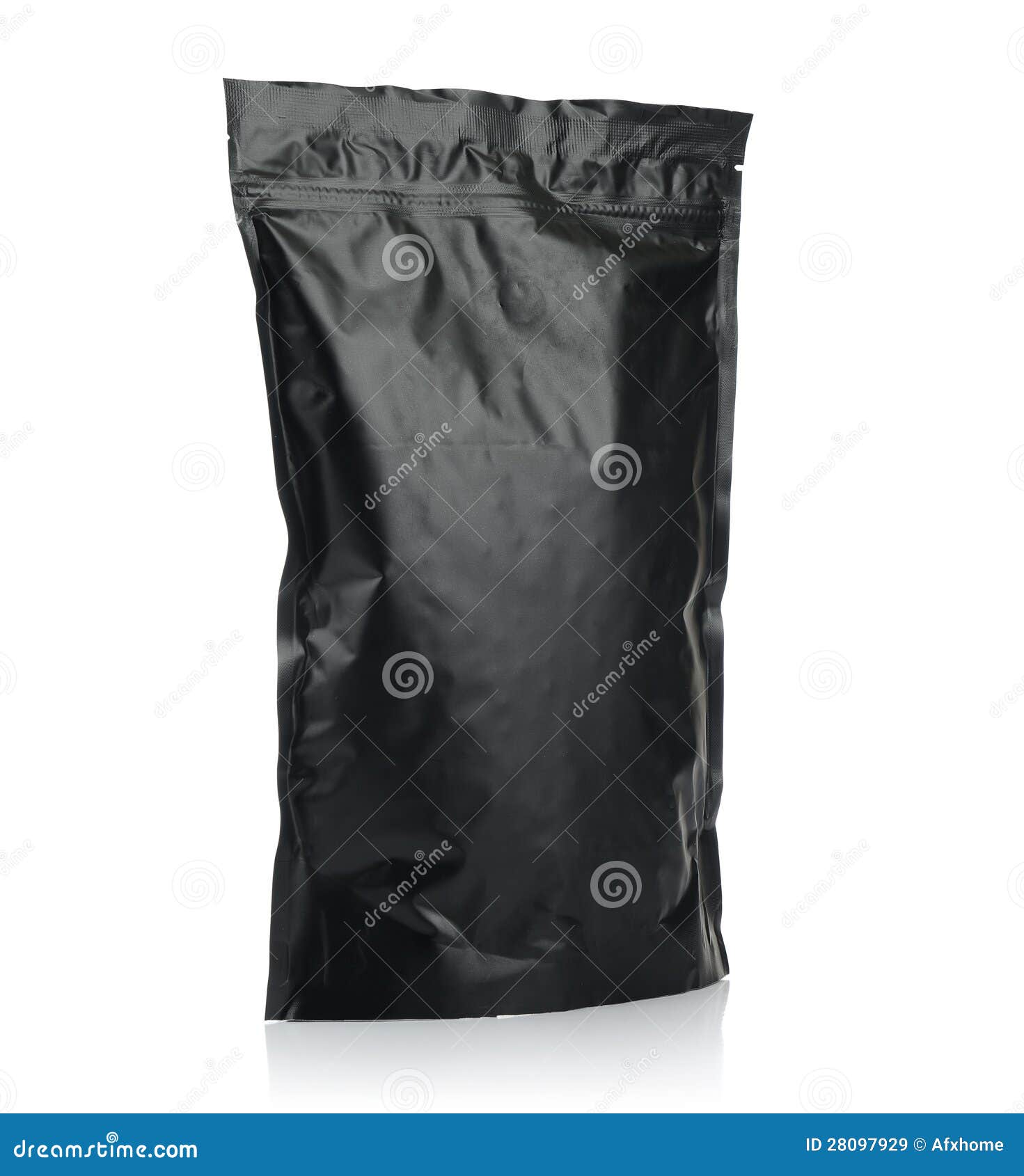 modern vacuum sealed black package of coffee or tea