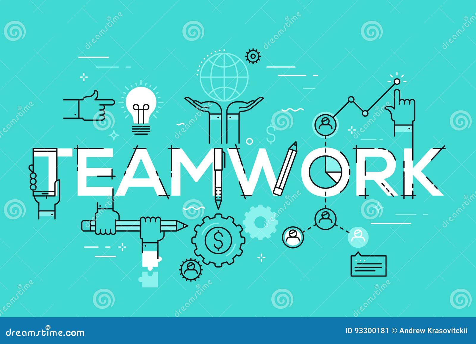 Modern Vector Illustration Concept of Word Teamwork Stock Vector