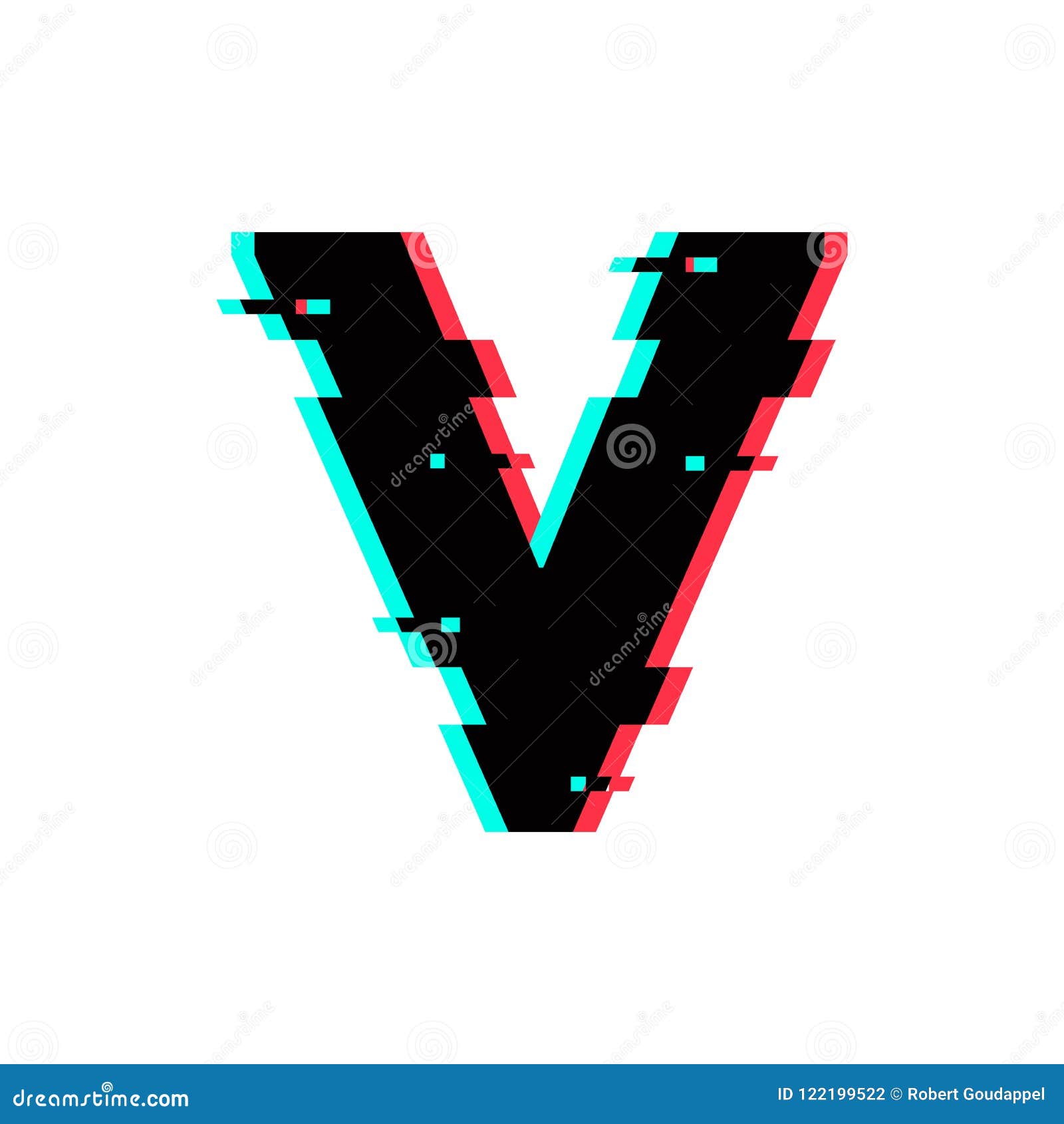 Vector Logo Letter V Glitch Distortion Stock Vector - Illustration ...