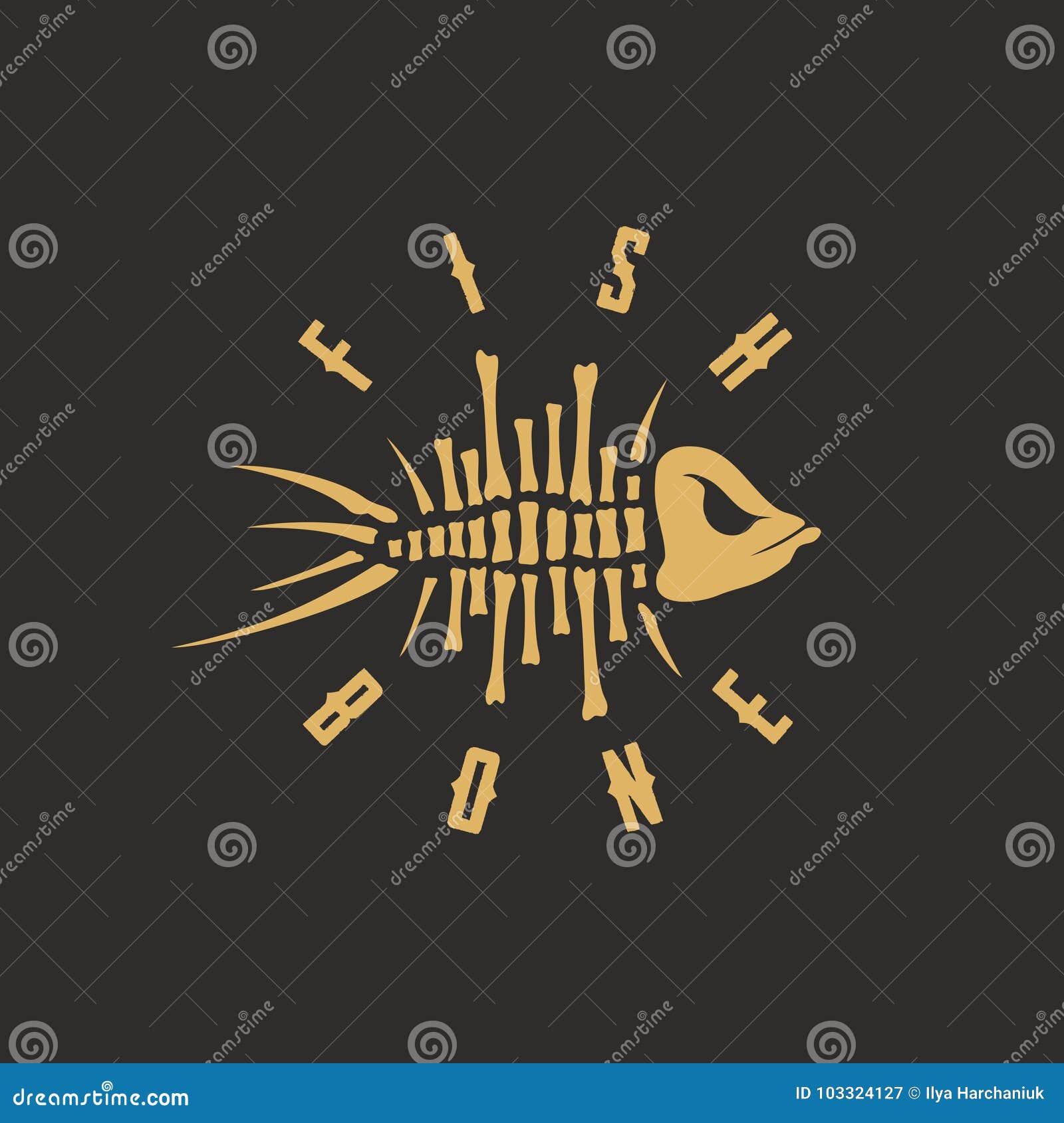 Modern Vector Professional Sign Logo Fish Bone Stock Illustration Illustration of black