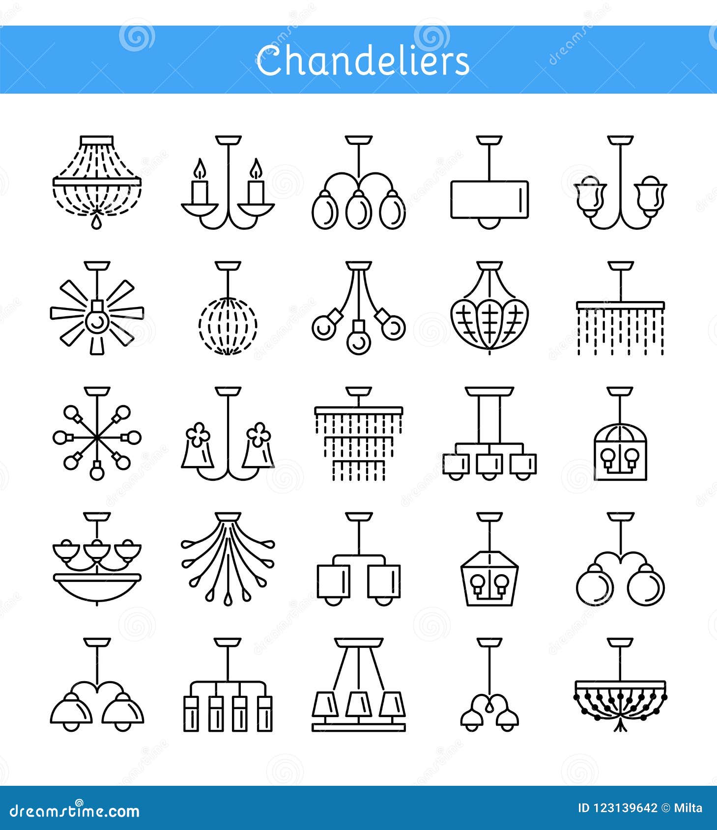 Ceiling Lamps Lights Different Types Of Chandeliers Set
