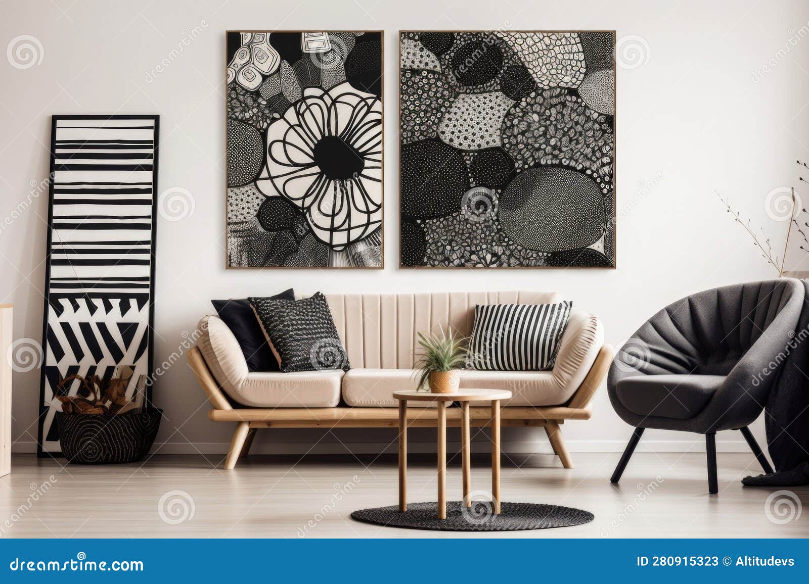 Modern Wall Art Featuring Abstract Patterns in Bold Black and White