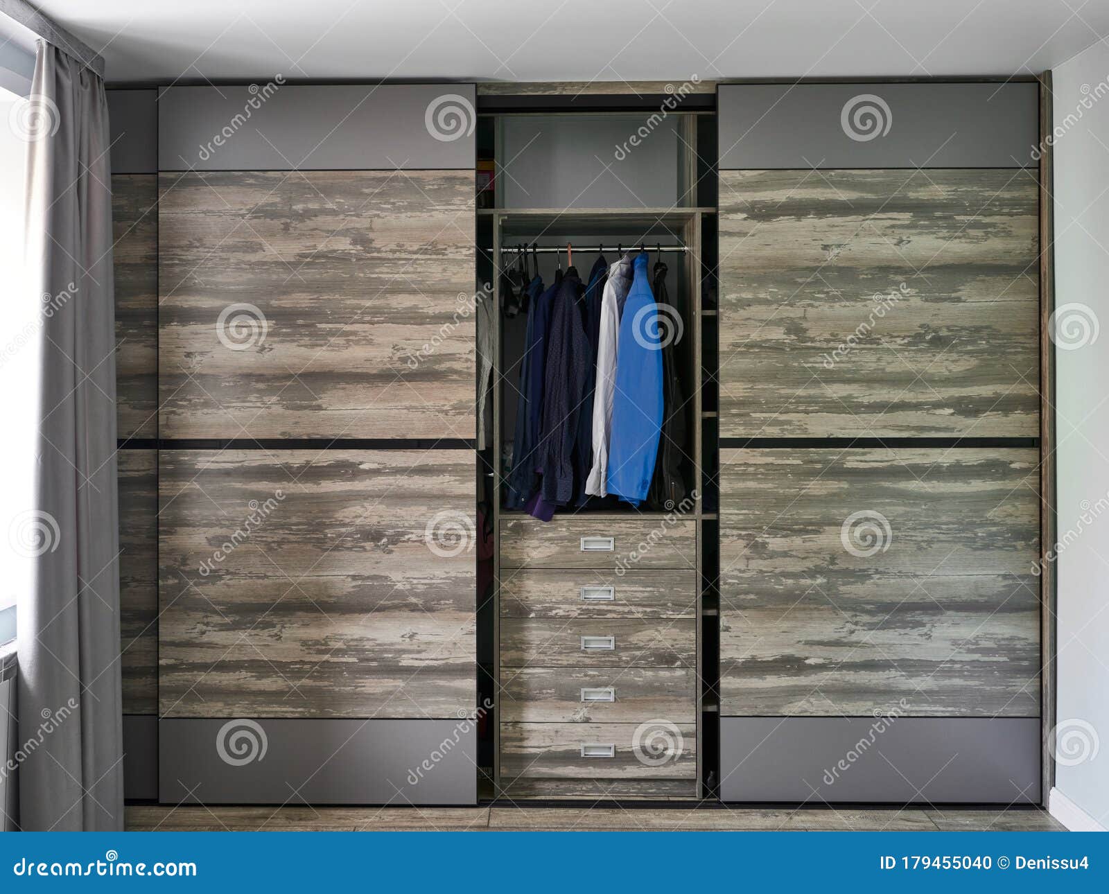 Modern Wardrobe with Sliding Doors in Room Stock Photo Image of