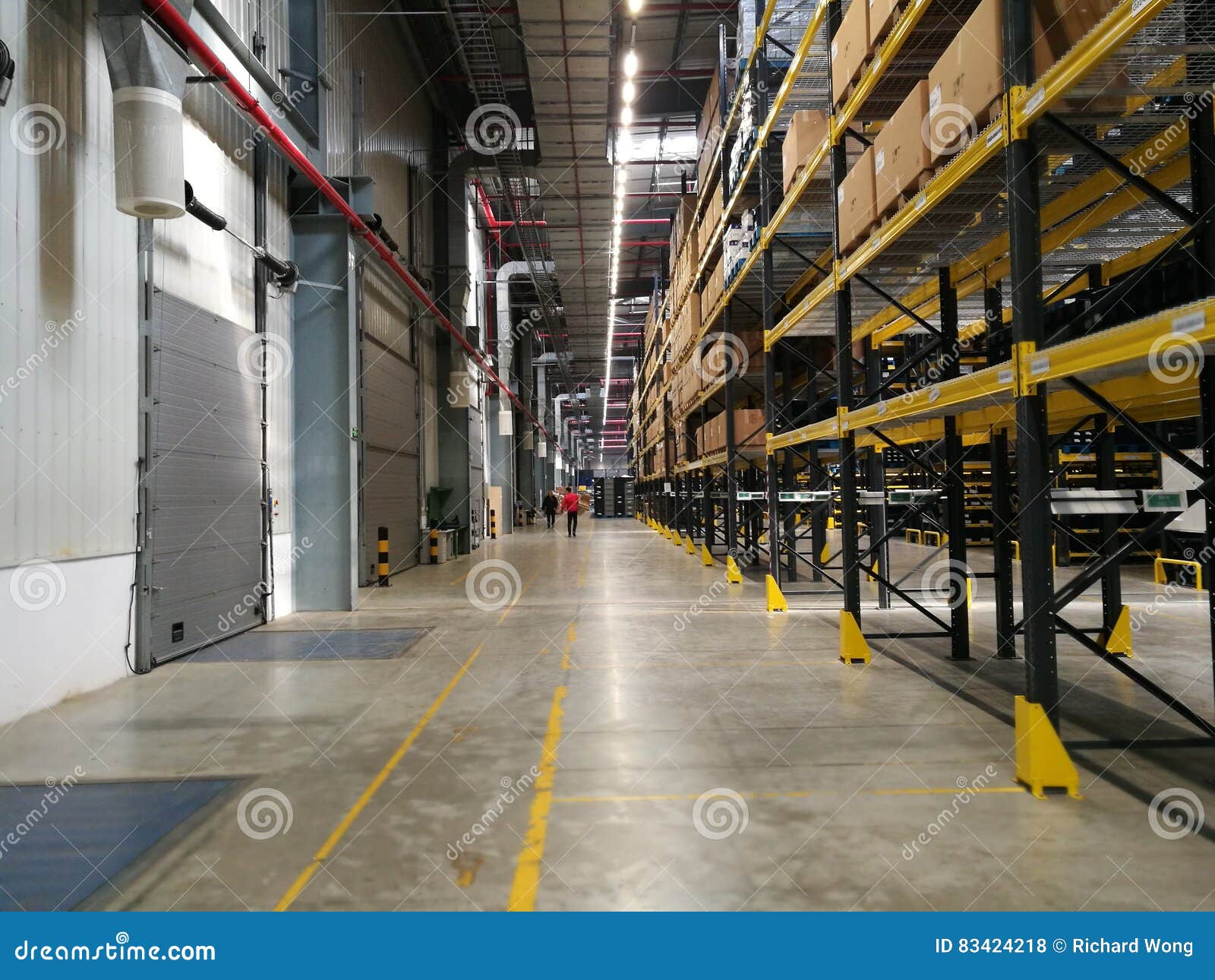 Modern Warehouse within Plastic Boxes and the Shelf Stocking Raw