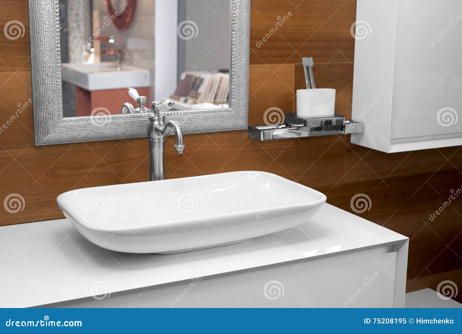 Modern Wash Basin in the Bathroom Stock Image Image of porcelain
