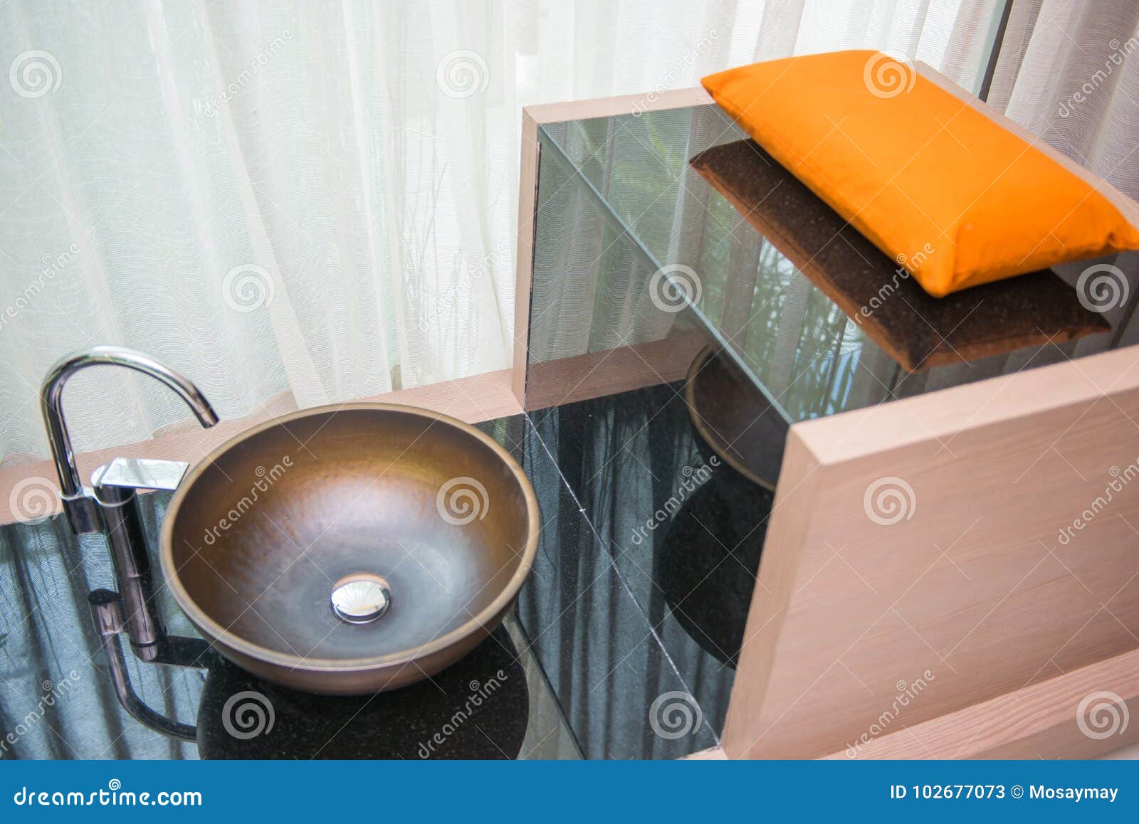 Modern Wash Basin in the Toilet Stock Image - Image of design, faucet ...