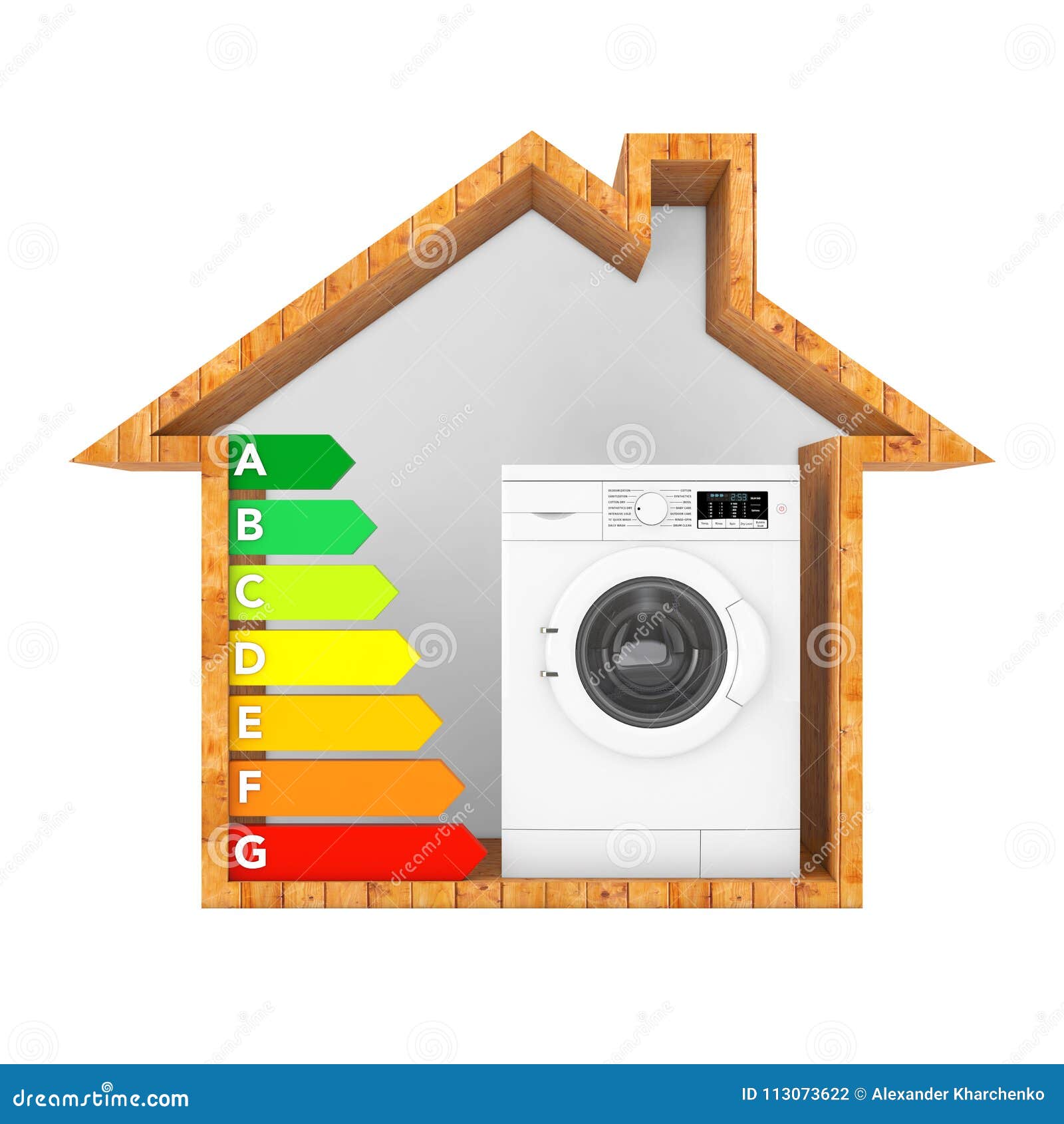 modern-washing-machine-with-energy-efficiency-rating-chart-in-ab-stock