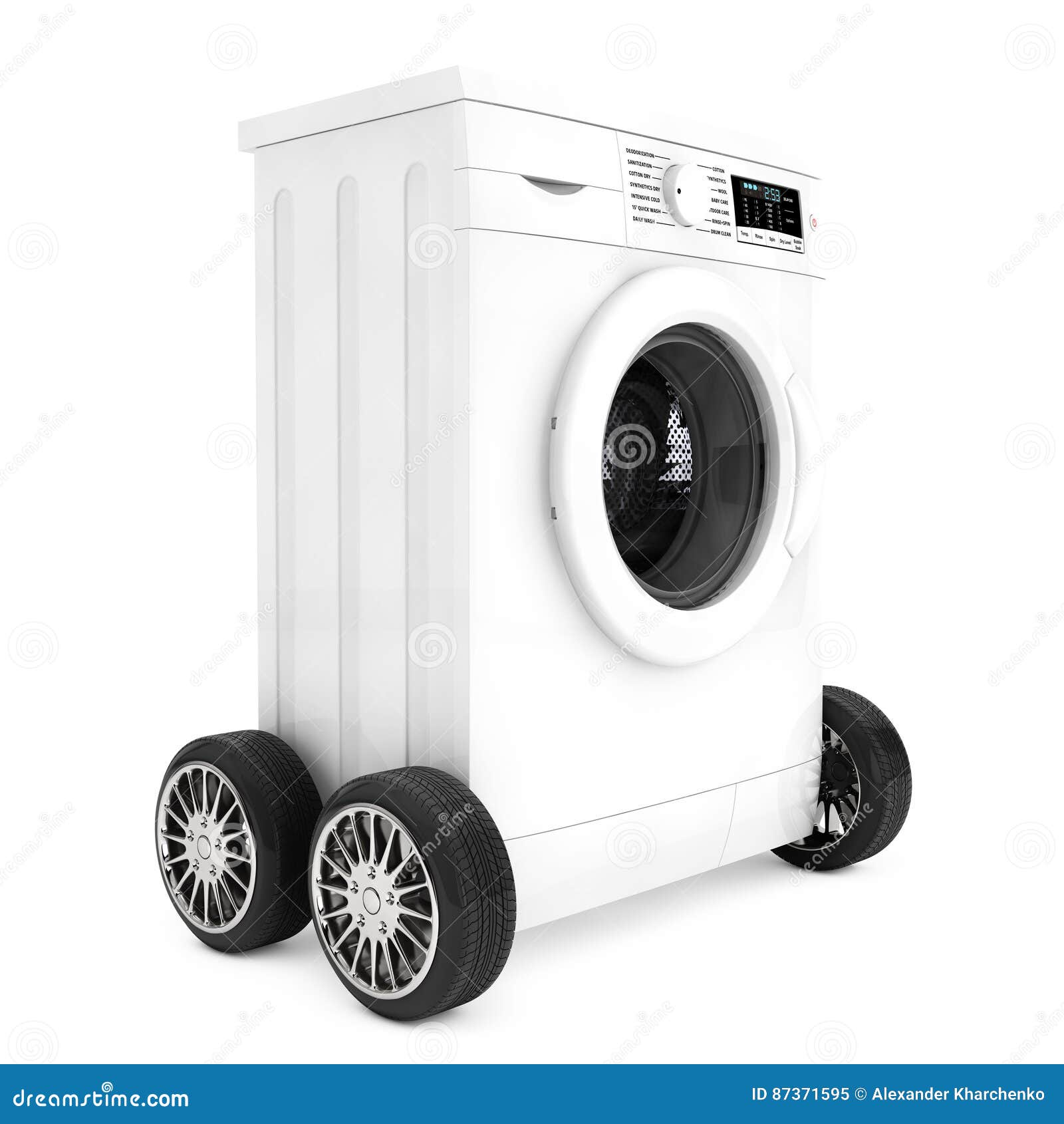 Modern Washing Machine on Wheels. 3d Rendering Stock Illustration Illustration of domestic
