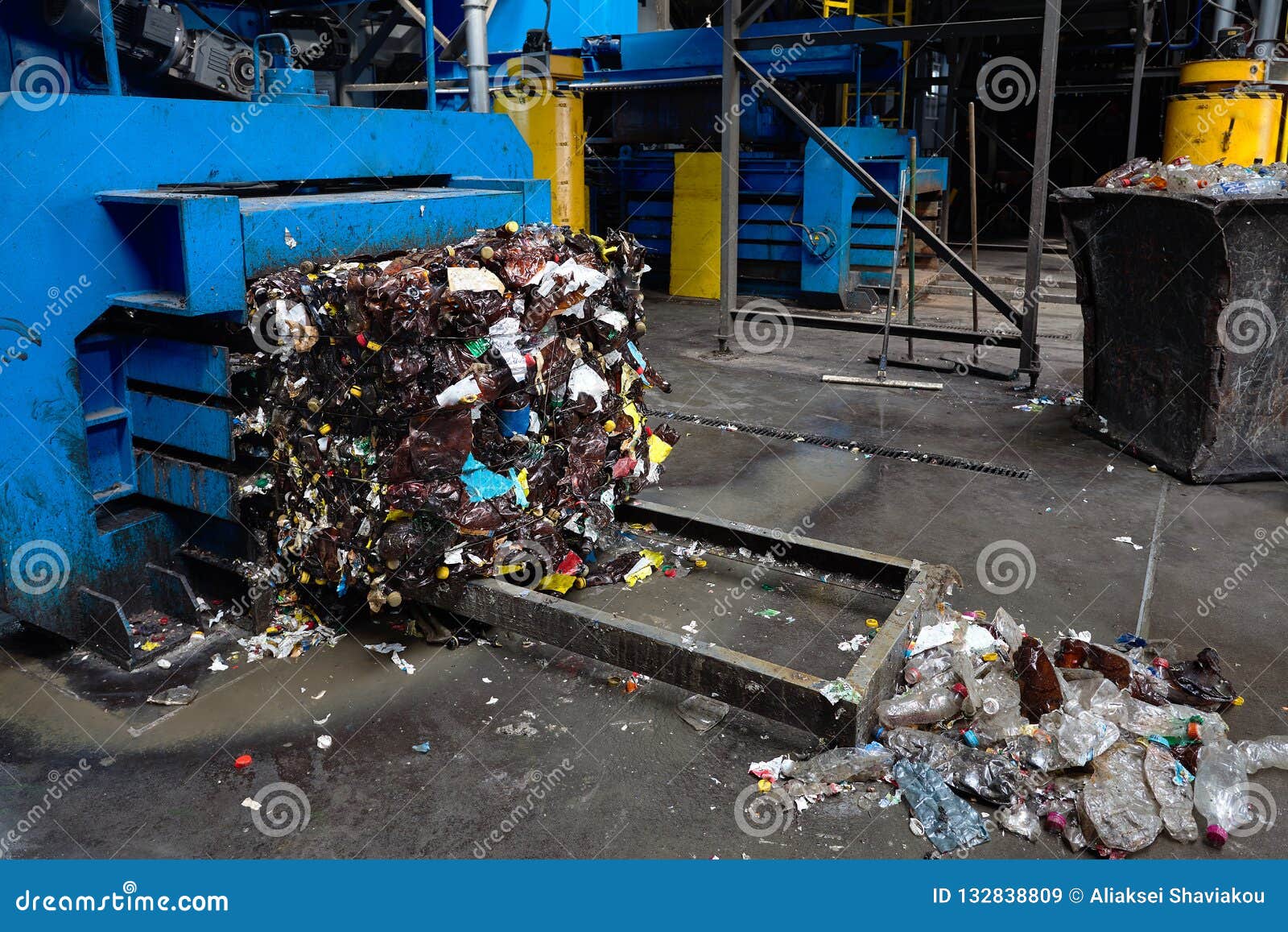 Modern Waste Sorting and Recycling Plant, Hydraulic Press Makes Stock