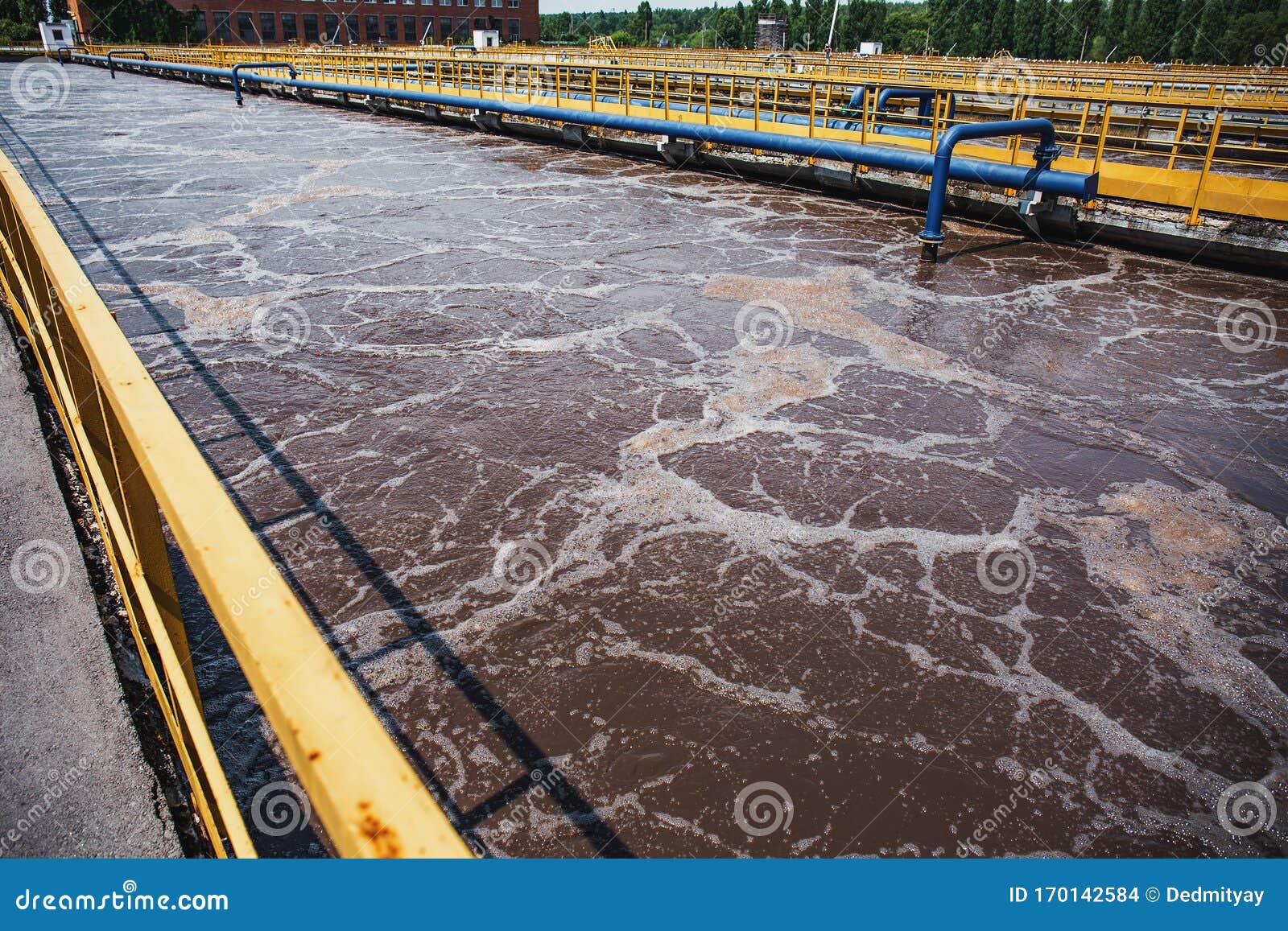 Modern Wastewater and Sewage Treatment Plant with Aeration Tanks, Close ...