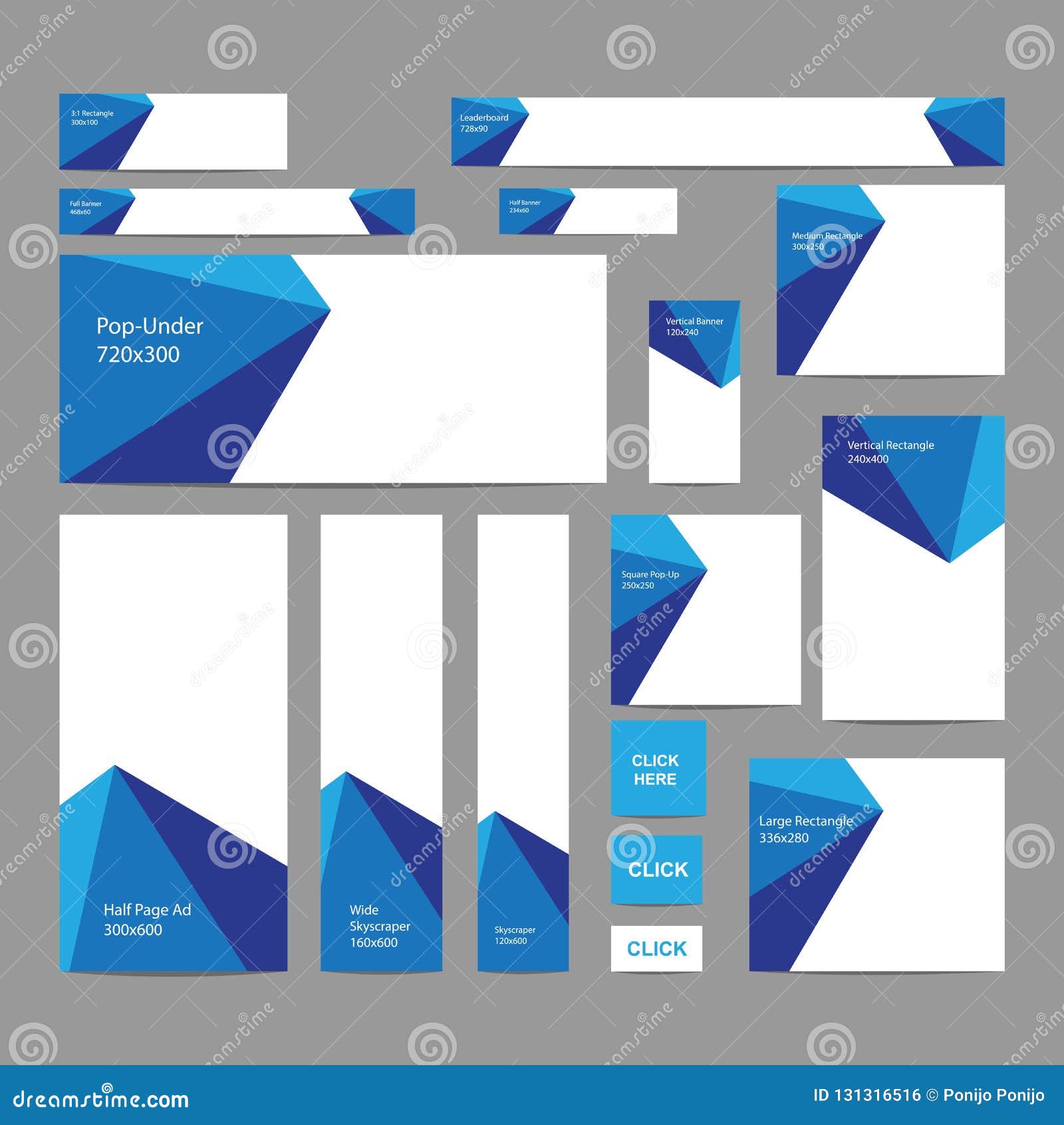 Modern Web Banners Set in Standard Sizes Stock Illustration - Illustration of background