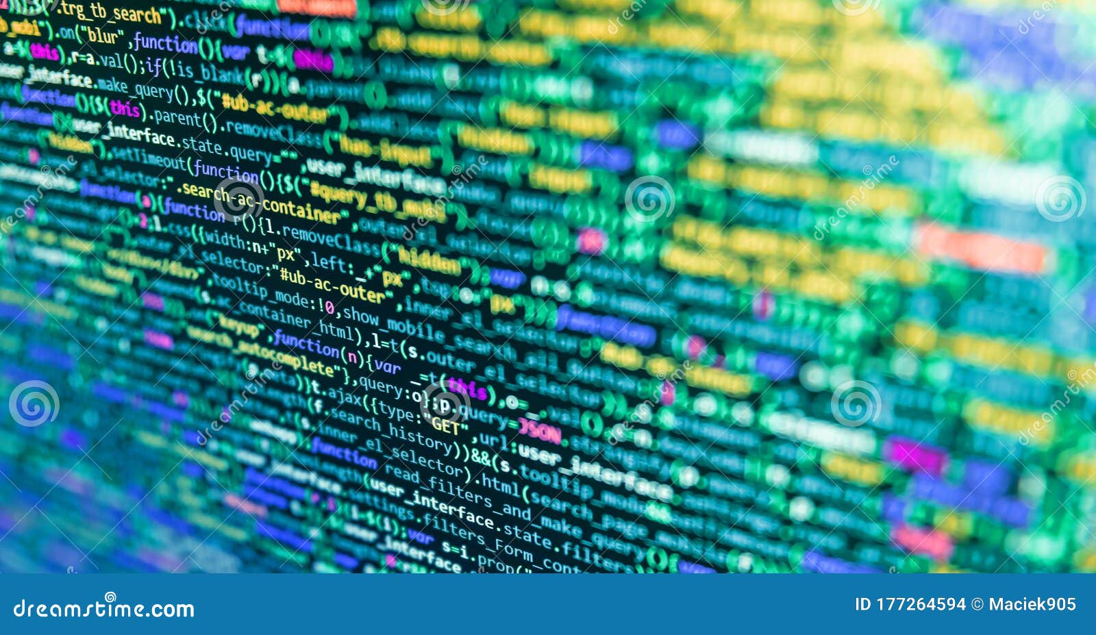 Modern Web Development Background. Developer Working on Source Codes on ...