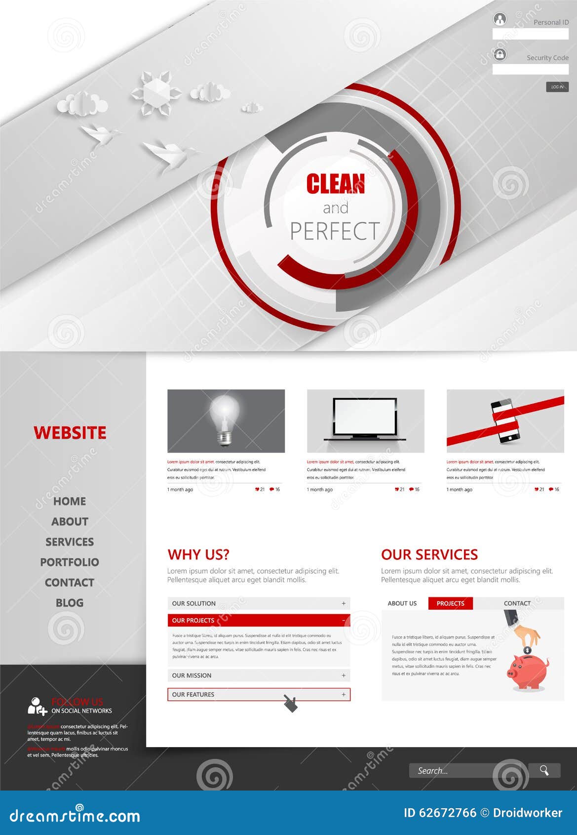 Modern Website Template Design Stock Illustration - Illustration of
