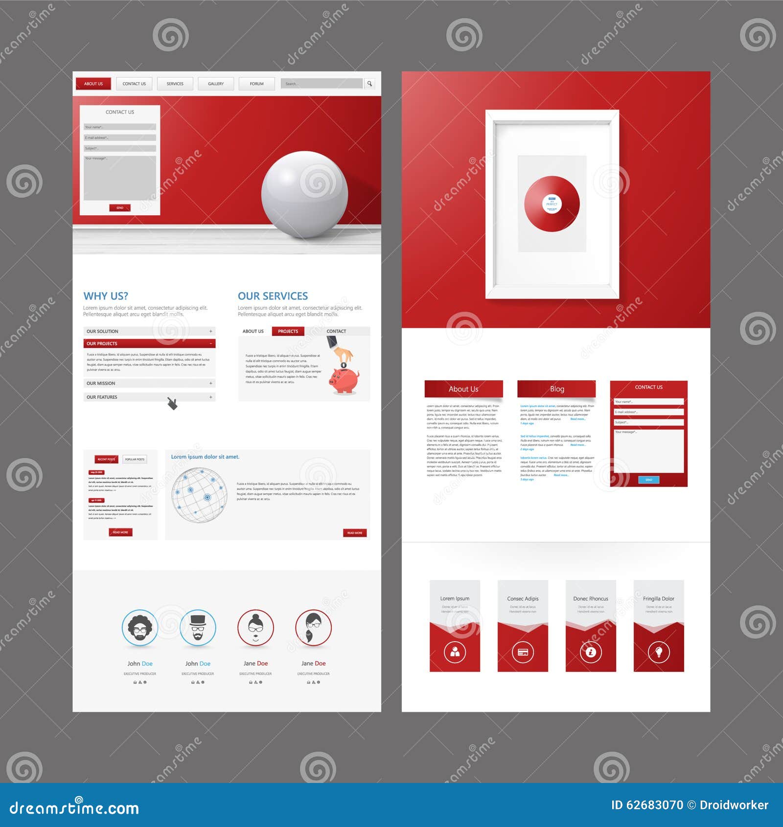 Modern Website Template Design Stock Illustration - Illustration of